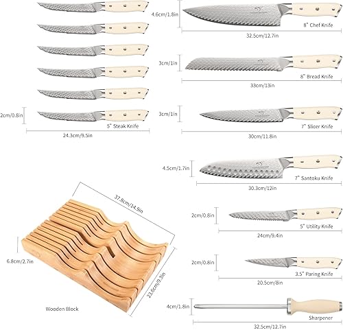 Miniatura 6 de NANFANG BROTHERS Juego de cuchillos de bloque de 7 piezas y 14 cuchillos de cajón
