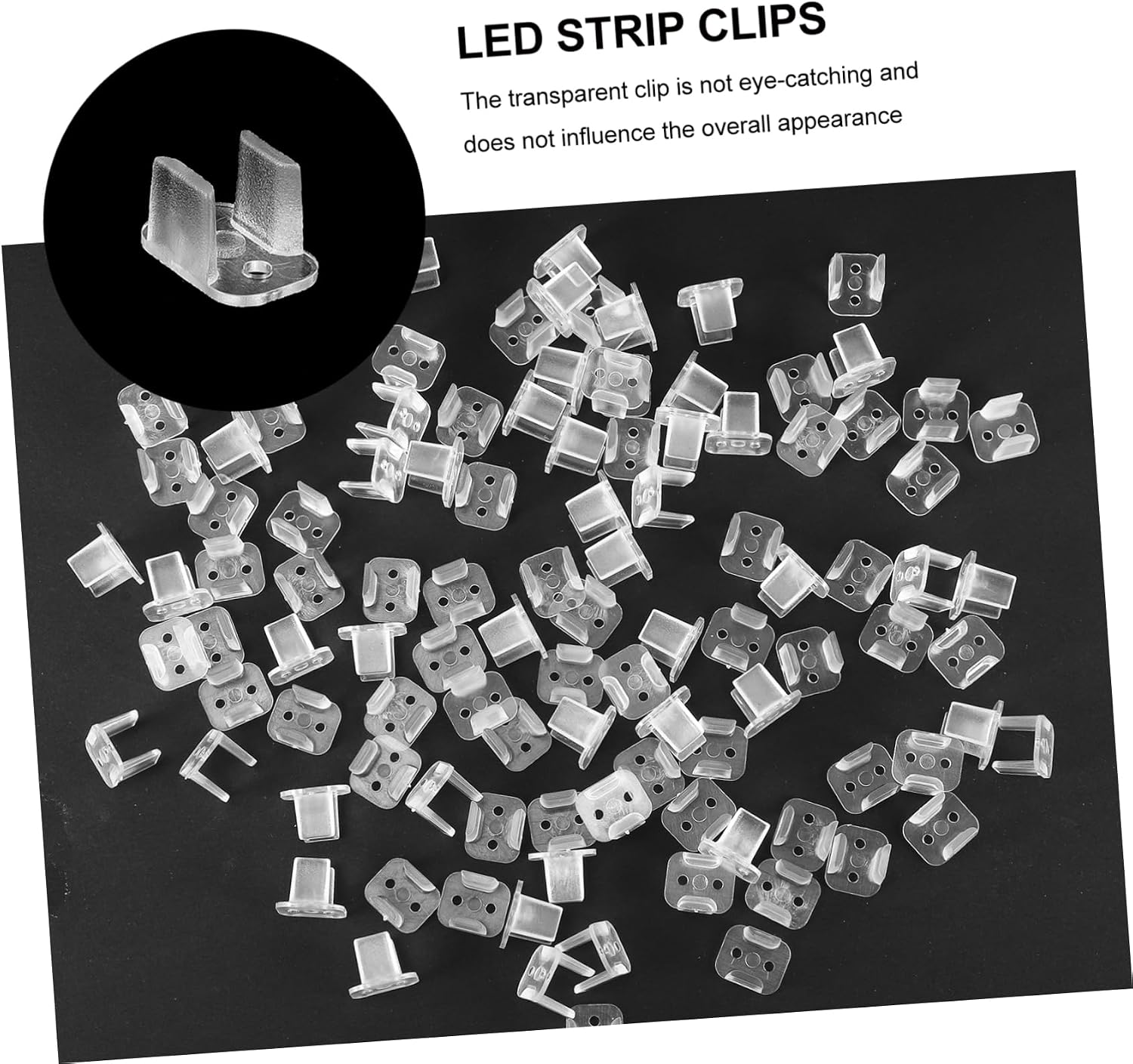 100pcs Led Strip Lights Clips Plastic Fixing Clips for Led Strip Lights Neon Lamp Outdoor Behind Tv Lighting