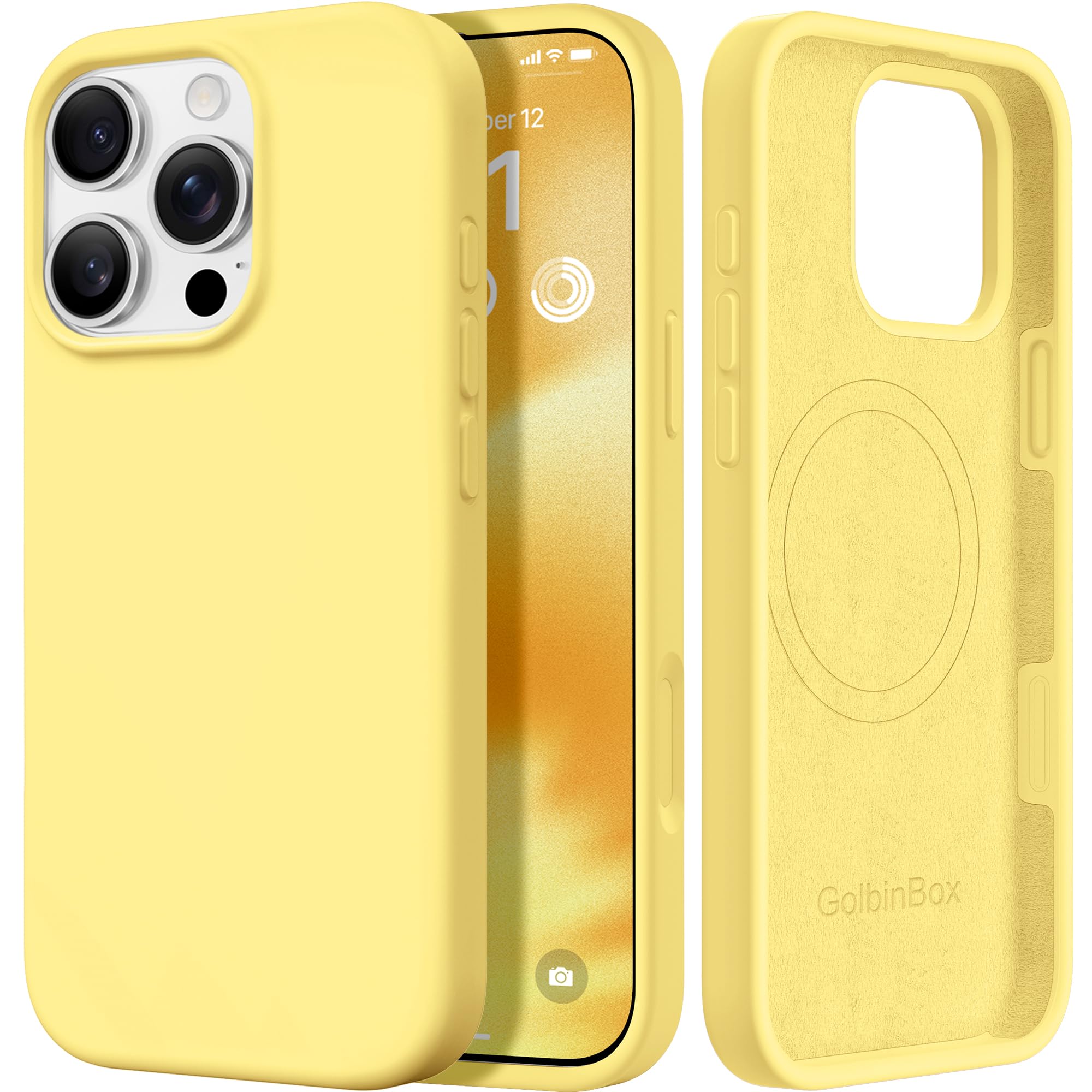 GolbinBox for iPhone 16 Pro Case, Silicone Cover, Buttercream Yellow