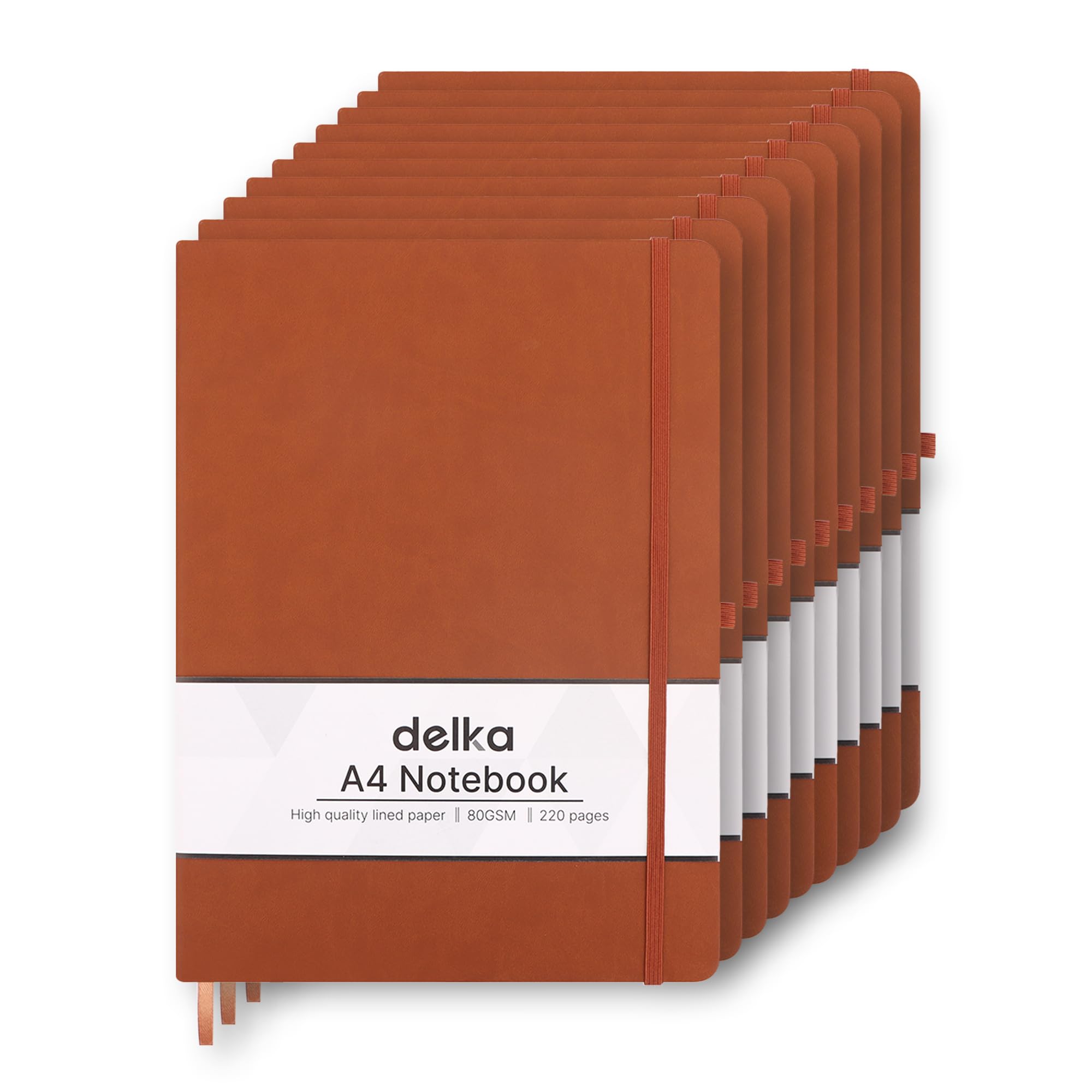 delka A4 Notebook, Notebook A4 Note Book Note Pad Journal Notebook A4 Notepad, Notebook for Office School Home Business Writing & Note Taking (DARK BROWN, Pack of 10)