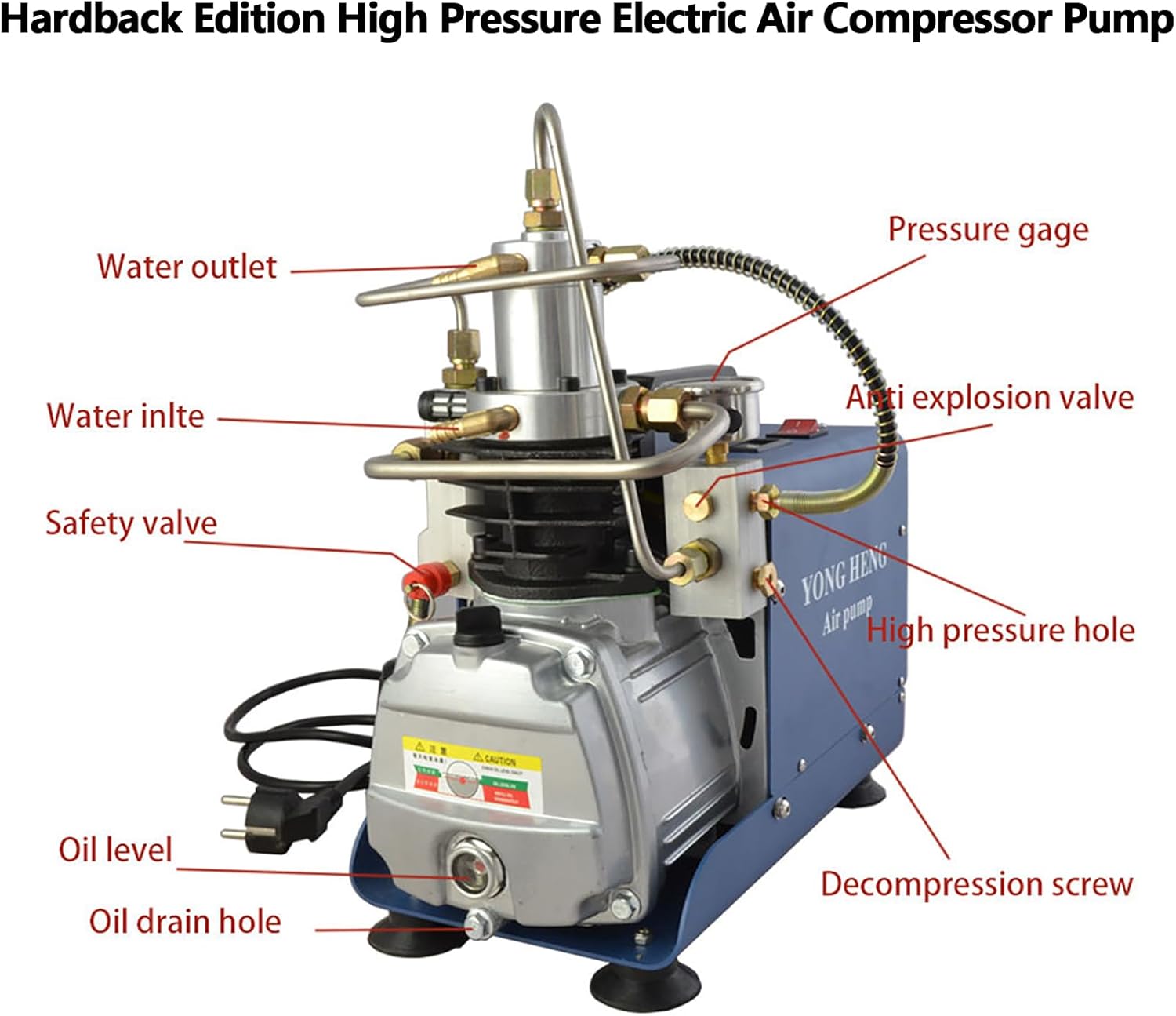 30MPA/ 4500PSI High Pressure Electric Air Pump Hardback Edition High Pressure Electric Air Compressor Pump for Fire Fighting and Automotive 110V 1800W