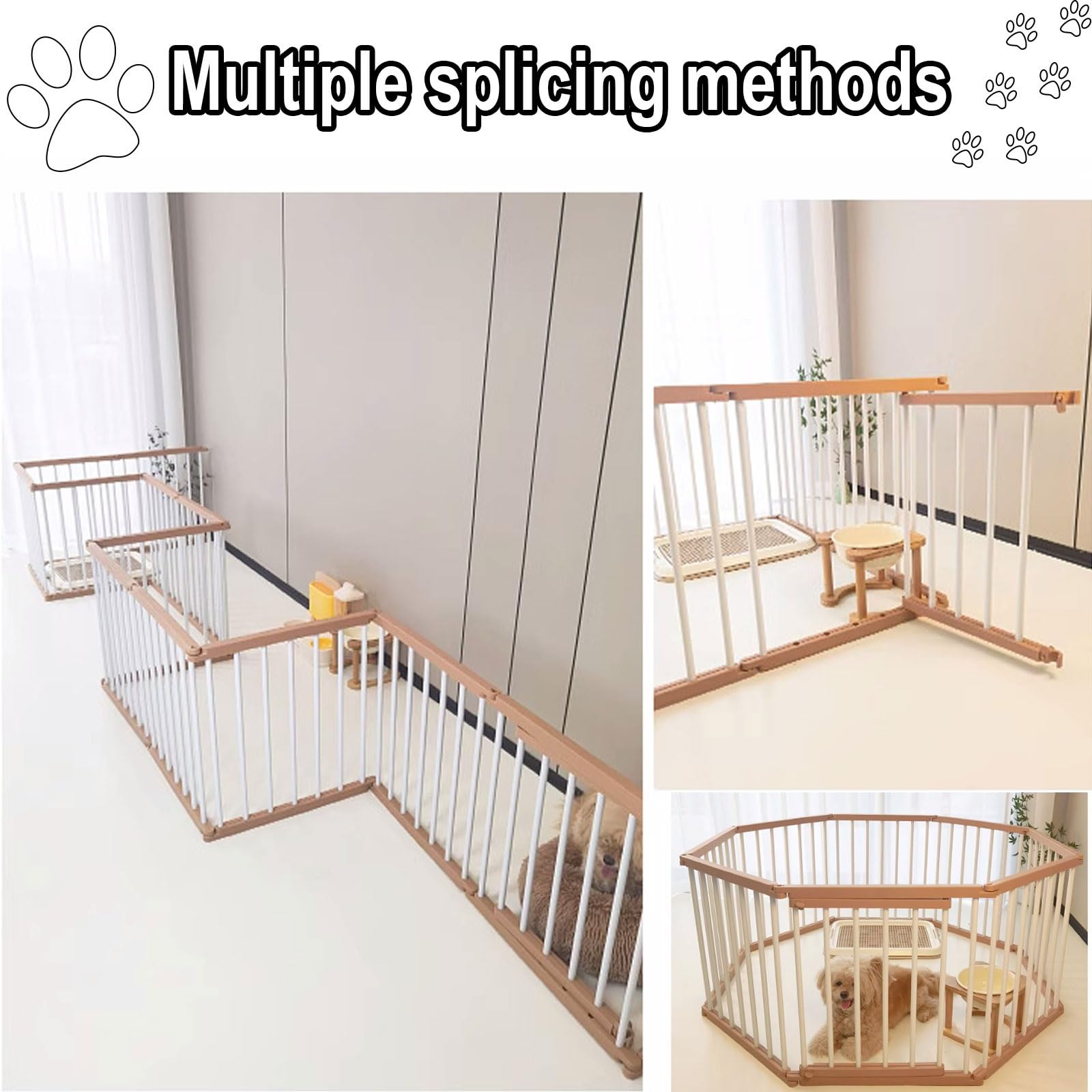 Recinto per Cani da Esterno Metodi di Giunzione Multipli Recinto Modulare con Porta Bloccabile Realizzato in Acciaio al Carbonio Altezza 68CM Kennel Cane Medio(183 * 93 * 68CM)