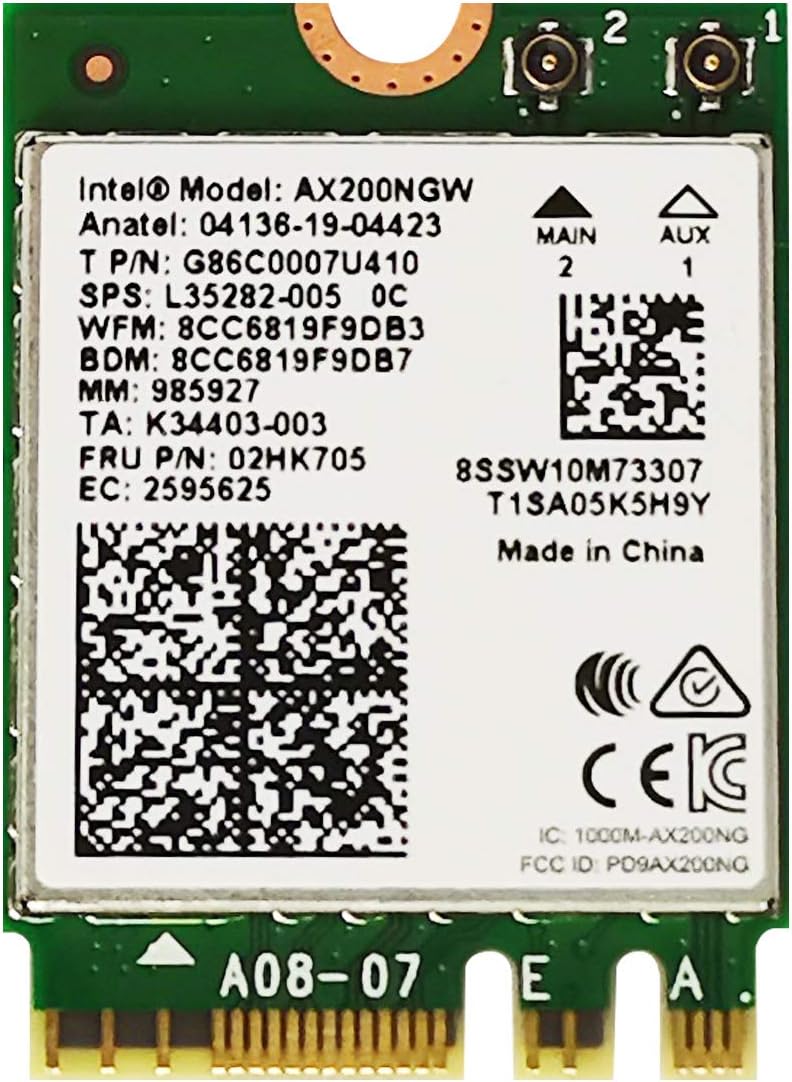 WiFi 6 Intel AX200 Up to 2974Mbps with Bluetooth 5.1 Wireles M.2 2.4G/5Ghz Card for Laptop PC with Windows 64 bit - Intel Model AX200NGW