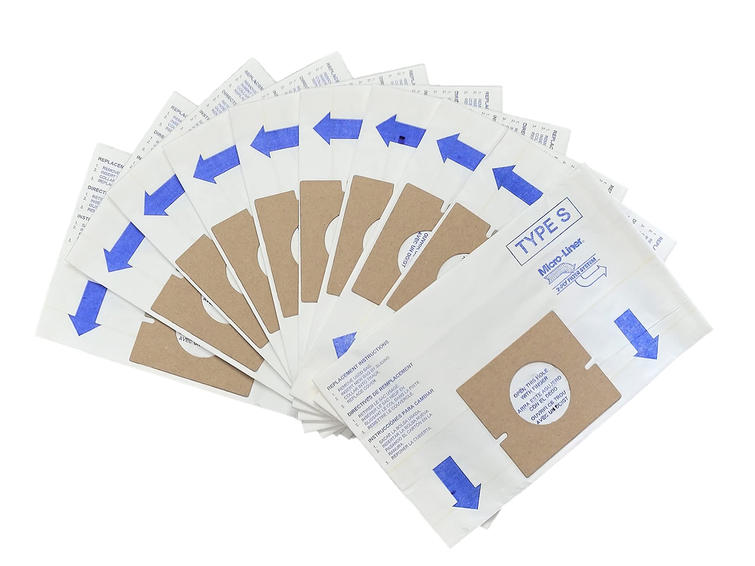 Hoover Replacement Bags - Type S - 10 PK Compatible with Spectrum, Futura, WindTunnel, PowerMax Vacuums