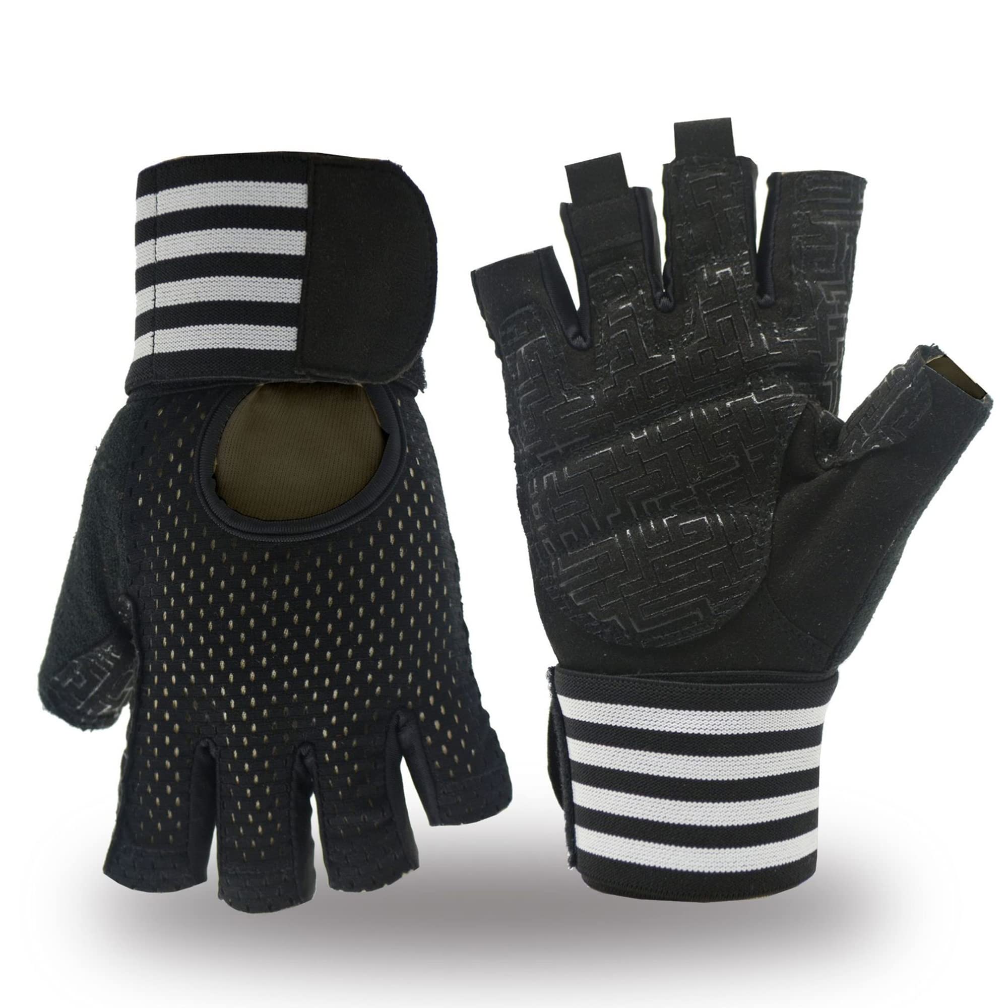 1 par de Guantes de Gimnasio con protección Completa en la Palma, Guantes de Entrenamiento físico, Guantes Antideslizantes para Levantamiento de Pesas, Guantes multideportivos, Negro, S