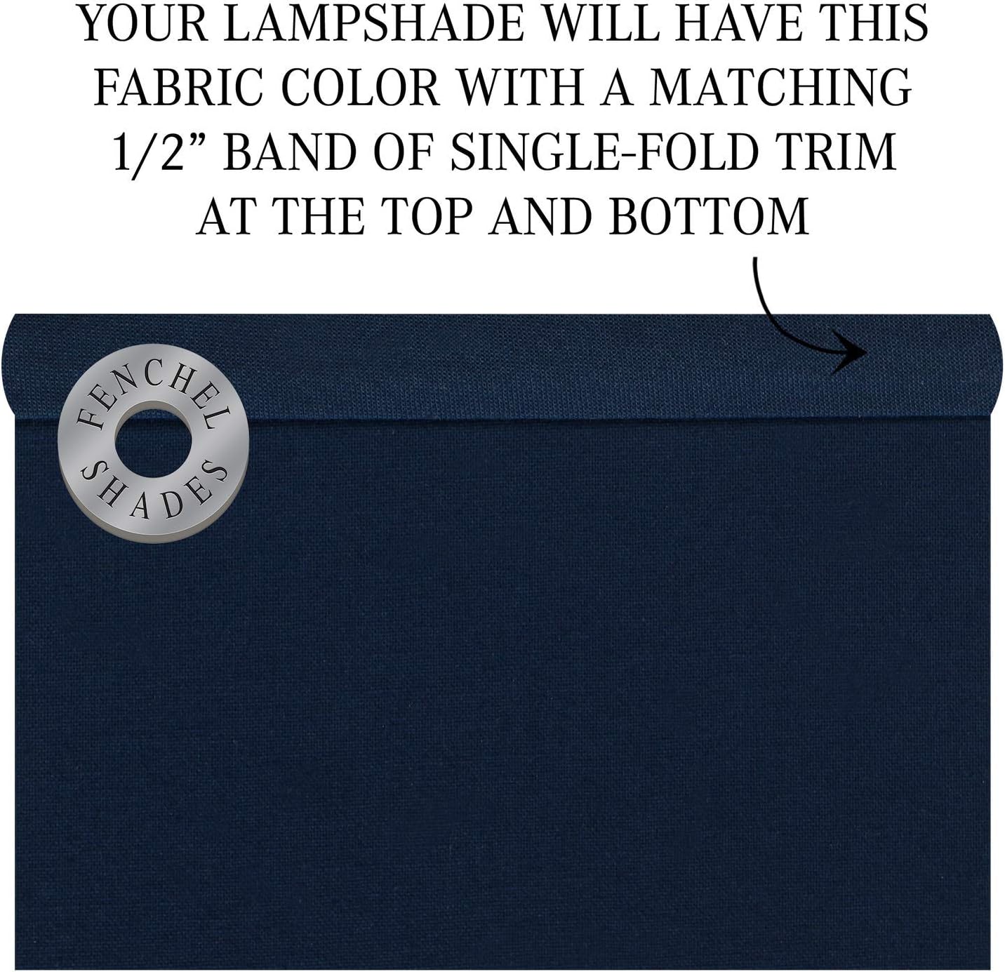 FenchelShades.com Lampshade 11" Top Diameter x 11" Bottom Diameter x 12" Height with Washer (Spider) Attachment for Lamps with a Harp (Linen Navy Blue)