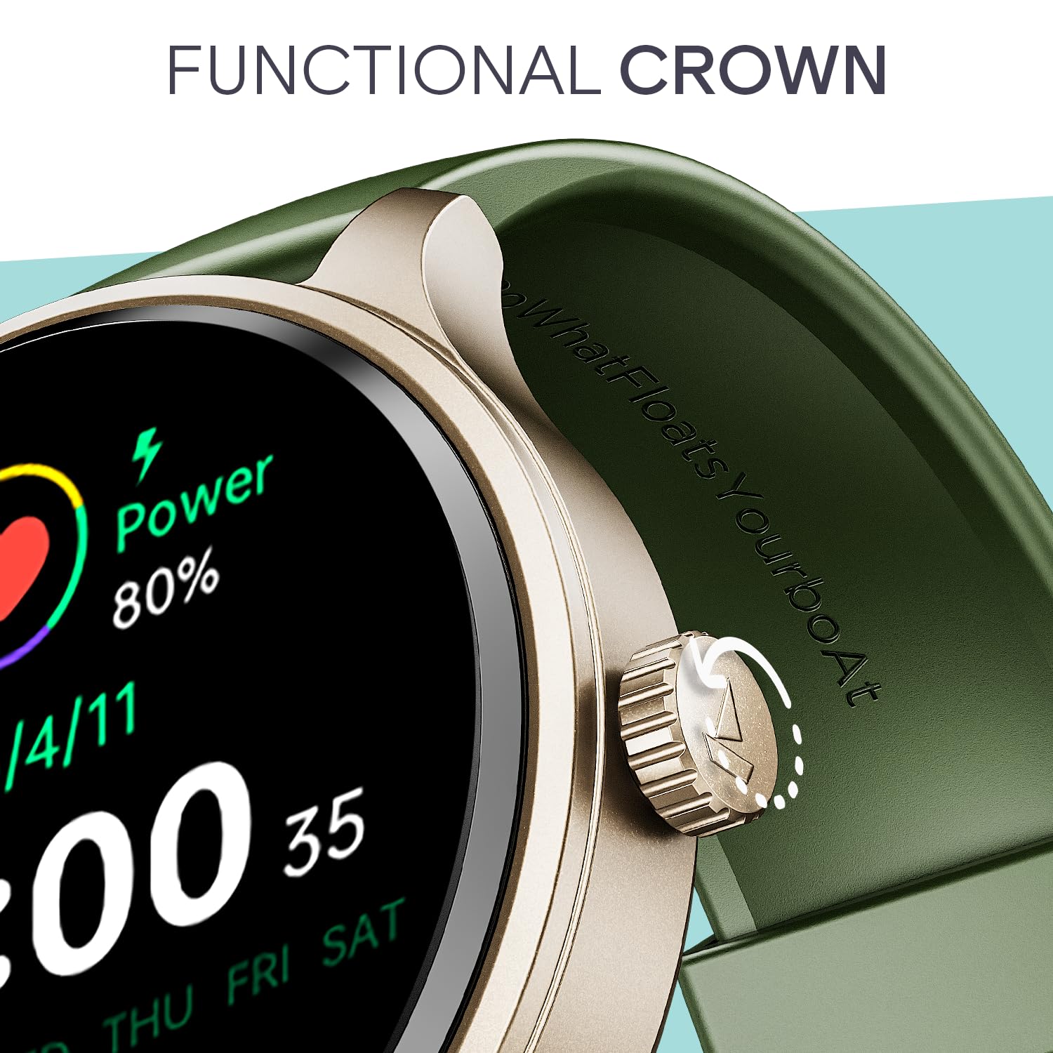 boAt Lunar Discovery Neo, 1.39" (3.5 cm) Round HD Display, Premium Metallic Finish, Animated Watchfaces, 100+ Sports Mode, Bluetooth Calling, Smart Watch for Men & Women (Olive Gold) — Amazon image 6