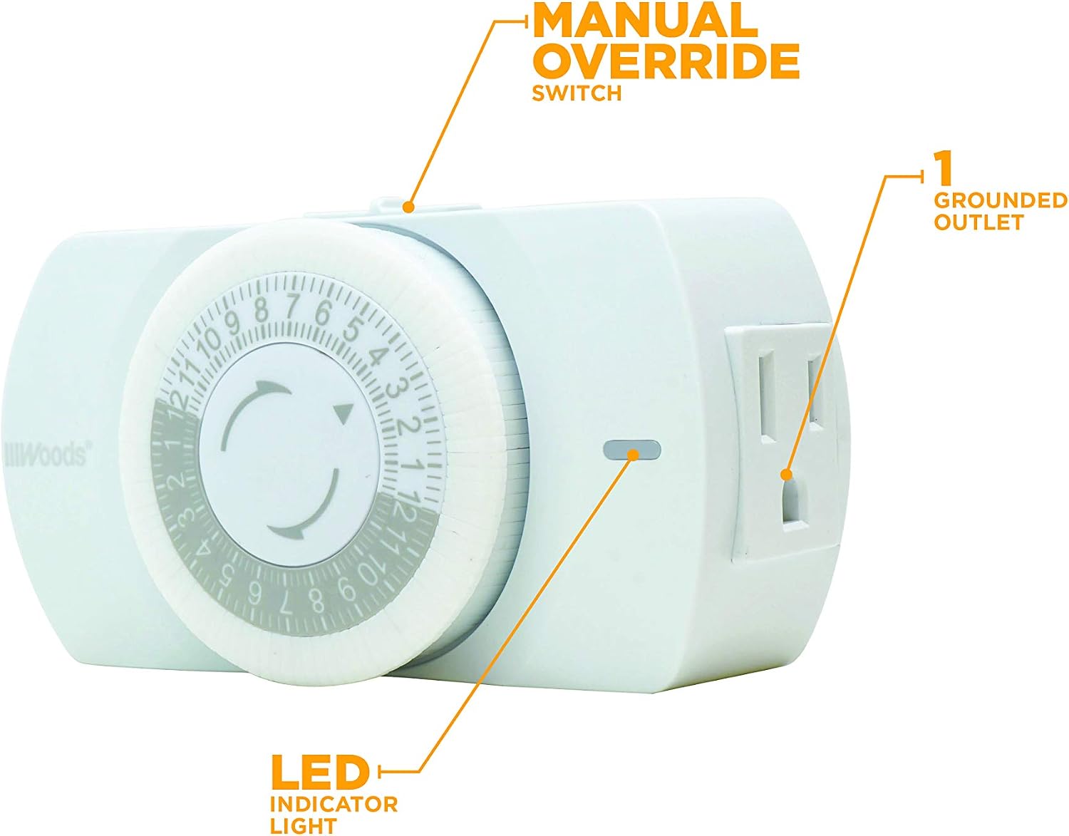 Woods 50103WD Indoor 24-Hour Heavy Duty Mechanical Timer User Manual