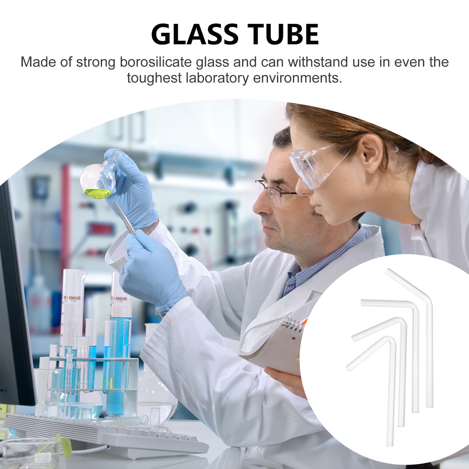 ERINGOGO Glasröhre mit 45° 60° 90° und 120° Gebogenem Winkel aus Borosilikatglas 40 Stück Glatte Innenwand und Transparenz für Labor und Lebensmittelfärbung