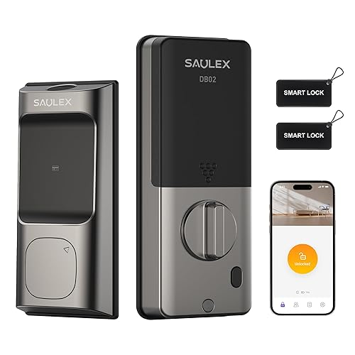 Saulex DB02 Smart Lock, Built-in Wi-Fi,5-in-1 Keyless Entry Front Door