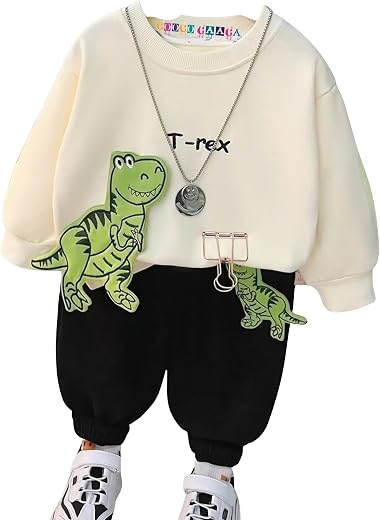 Googo Gaaga Unisex Kid Cotton Printed Sweatshirt and Pant Set Round Neck Long Sleeve Outfit | | Winter Warm Clothes | Toddler Tracksuit for Casual