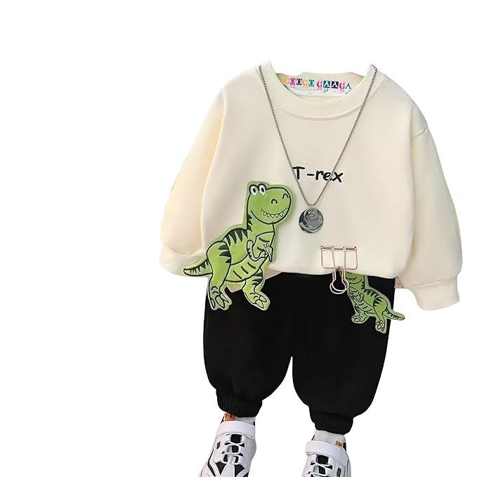 Googo Gaaga Unisex Kid Cotton Printed Sweatshirt and Pant Set Round Neck Long Sleeve Outfit | | Winter Warm Clothes | Toddler Tracksuit for Casual