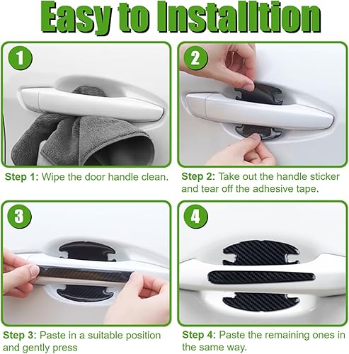 Miniatura 7 de WSSROGY 20 piezas de fibra de carbono antiarañazos para manija de puerta de coche, protector de vasos, película protectora universal para la mayoría