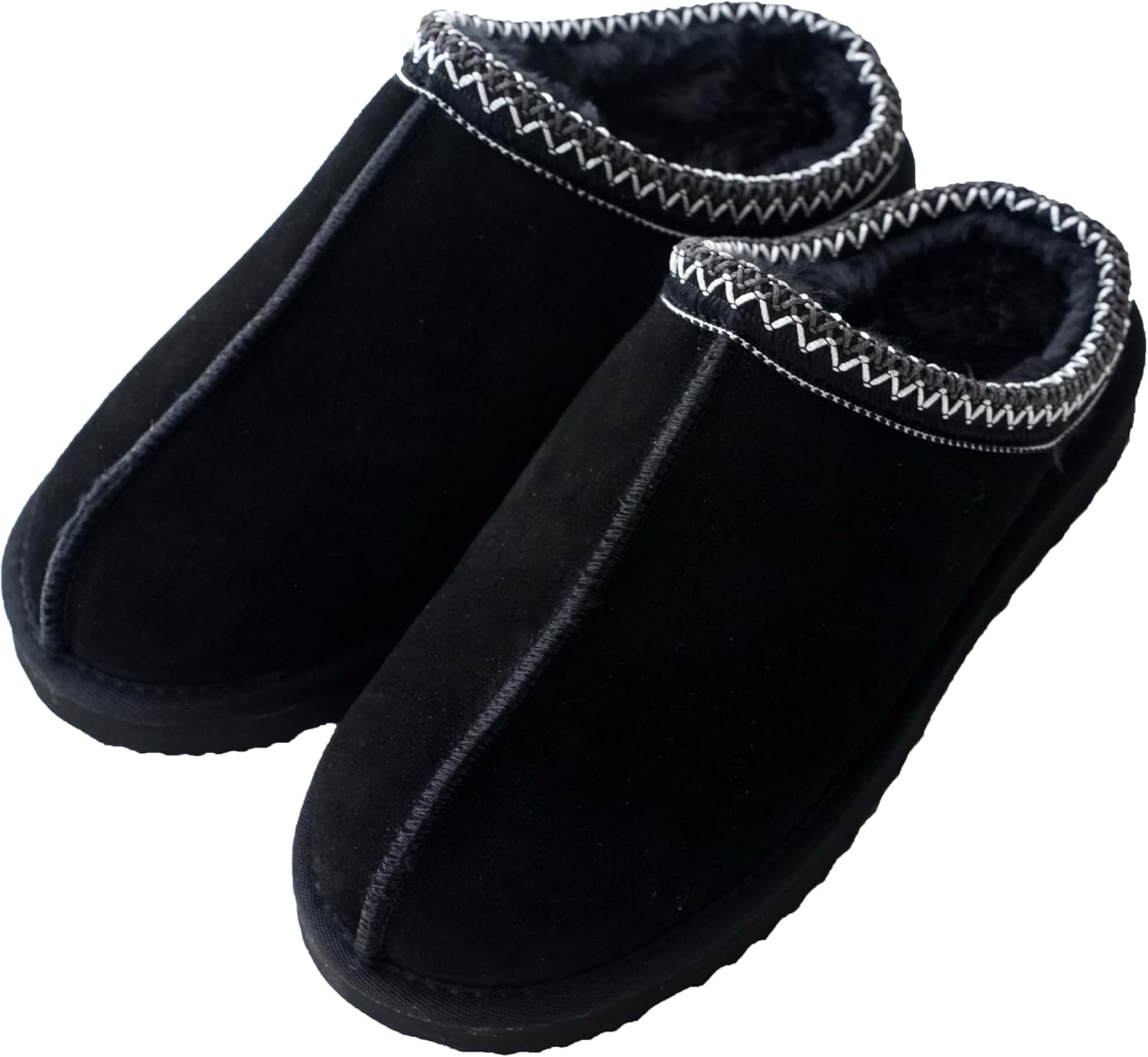CLPP'LI Women's Fuzzy Cozy House Slippers Genuine Suede Indoor Outdoor Slip On Winter Slippers