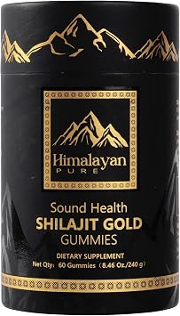 SoundHealth Shilajit for Men & Women Gummies with Shilajit Fulvic Acid, Complex with Ashwagandha, Ginger, Black Musli, Gokshura, Kaunch, Ginseng & Akarkara, Non- GMO & Third-Party Tested, Vegan Gummy