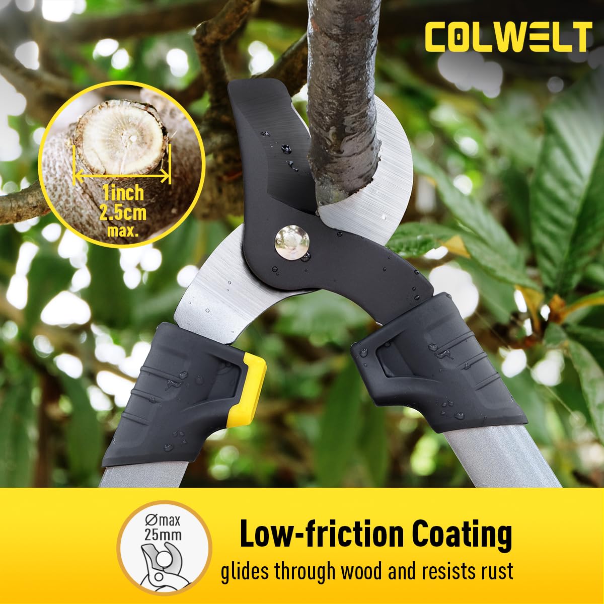 Colwelt Gartenscheren-Set, 3-teilig: Leichtes, kompaktes Gartenscheren-Set mit 42 cm langem Bypass-Astschneider, Heckenschere und Gartenschere. Pflege-Set für Bäume und Sträucher mit Softgriff.