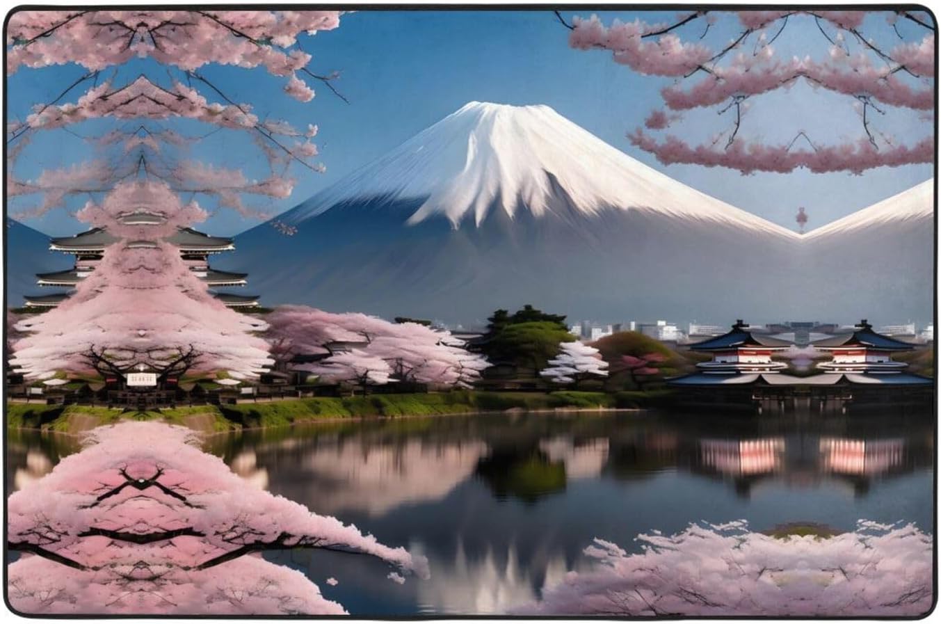 Mt. Fuji in Early Spring Prints Anti-Slip Floor mat Carpet Rug 72"x48" for Living Room Office Coffee Table Bed Balcony