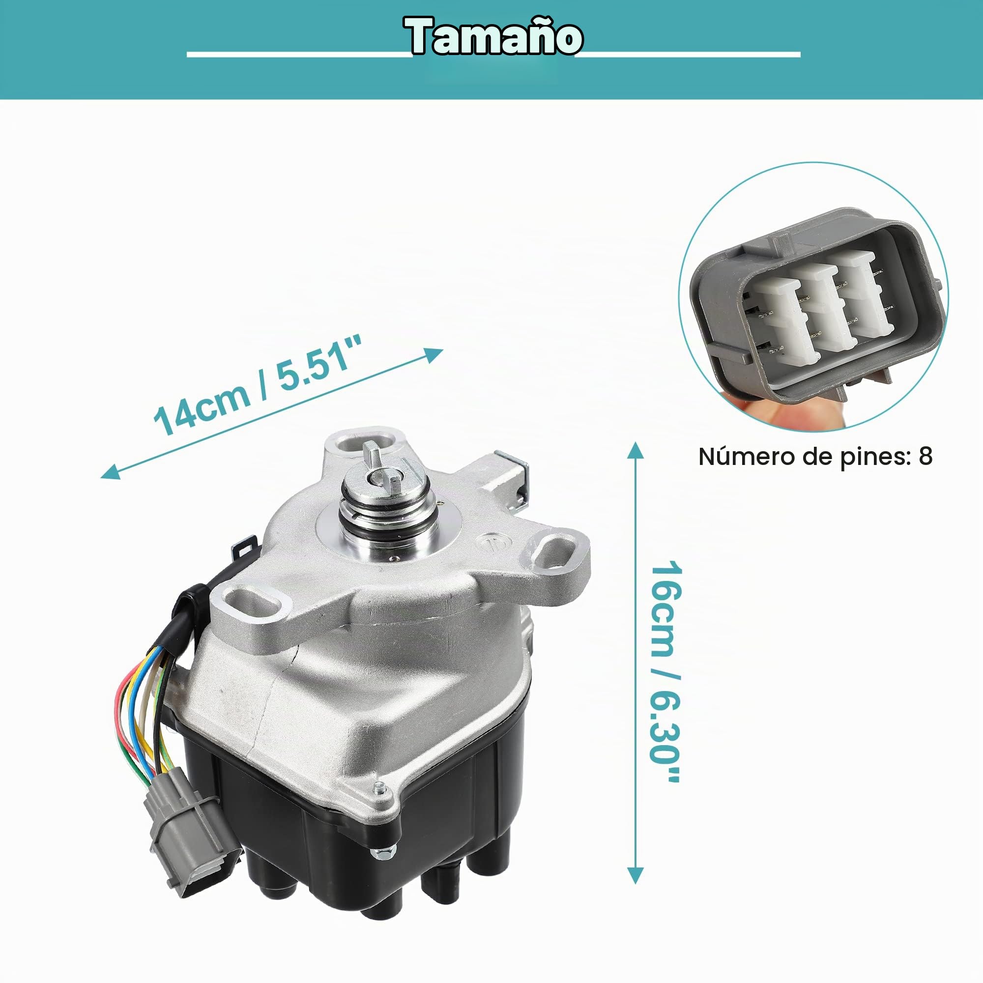 QUARKZMAN Distribuidor Encendido Para Honda Cr-V 2.0L Dohc 99-01 1Pc | Material: Metal, Plastico, Color: Negro, Plateado, Oe: 30100-P6T-T01, 6082903, Tc08A, Td74U, Tamaño: 14X12X16 Cm, 8 Pines