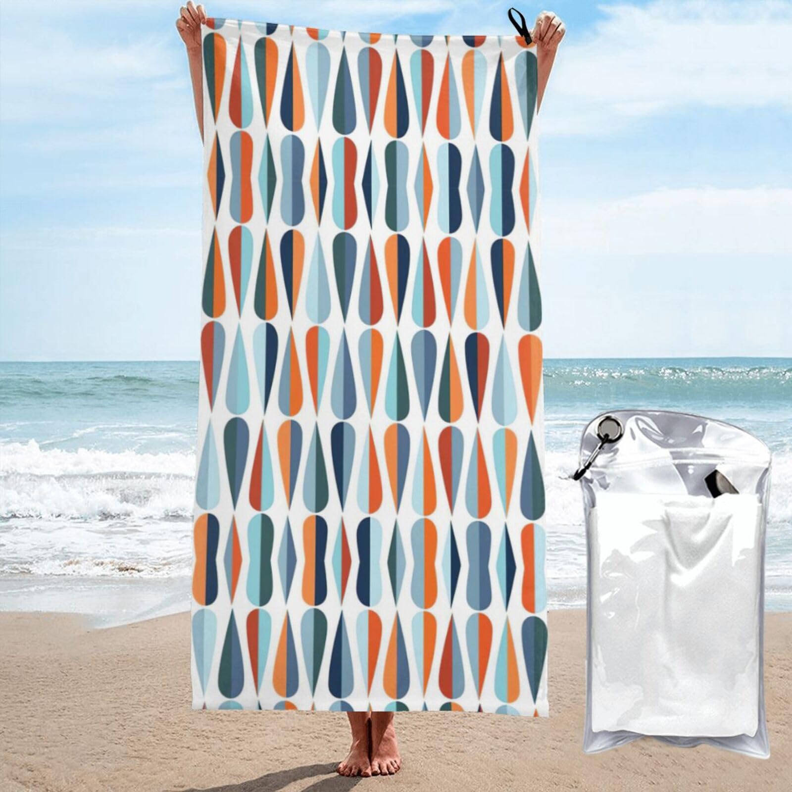 Serviette de plage 81x132 cm grande taille absorbante et douce pour bain d'été