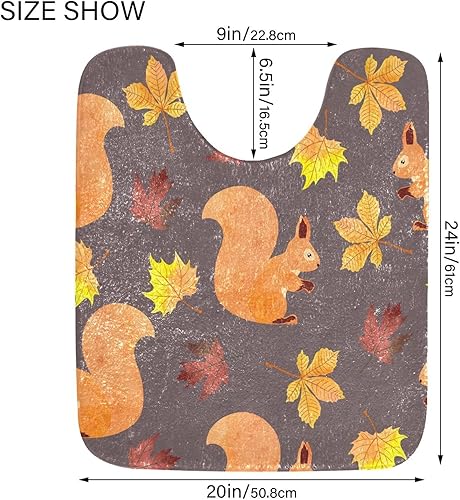 Miniatura 6 de Bathroom Rugs Sets 2 Piece 24x16+24x20 Inch,Soft U-Shaped Contour Toilet Rug Autumn Squirrel Cute Non-Slip Absorbent Bath Floor Mat Carpet Set Water