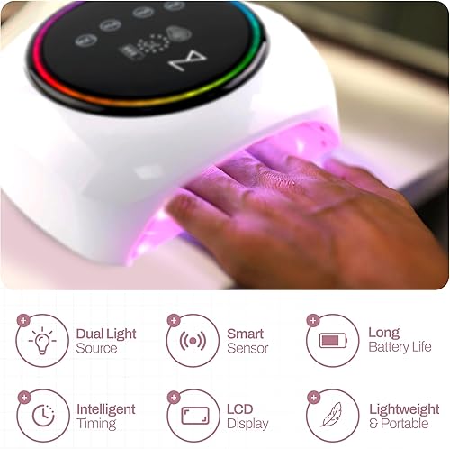Miniatura 5 de M - HaloLite - Lámpara LED de secado de uñas de 98 W, 32 LED, recargable inalámbrica con batería de 5200 mAh, secador de uñas de gel UVLED rápido