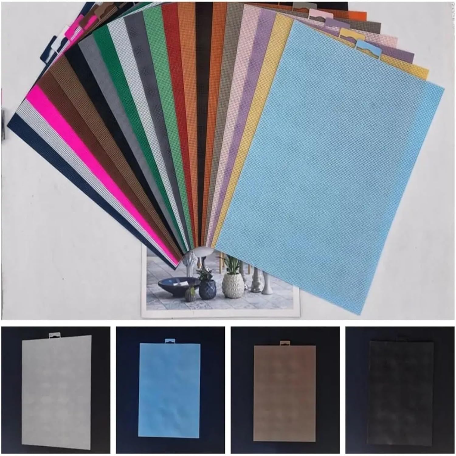 Plastic Canvas Sheets 10pcs 28x21cm Cross Stitch Canvas Grid Handmade 14CT Embroidery Fabric Canvas Grid Square Plastic Canvas Fabric(Black)
