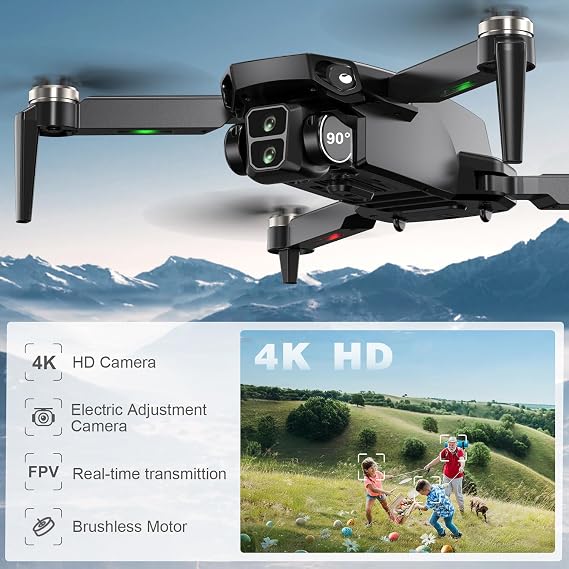 Drone with Camera for Adults 4K, Brushless Motor Drones for Kids Beginners, 40 Mins Flight, 130 Lens, FPV Foldable RC Quadcopter, Gesture Photography, Toys Gifts for Teen Boys Girls.