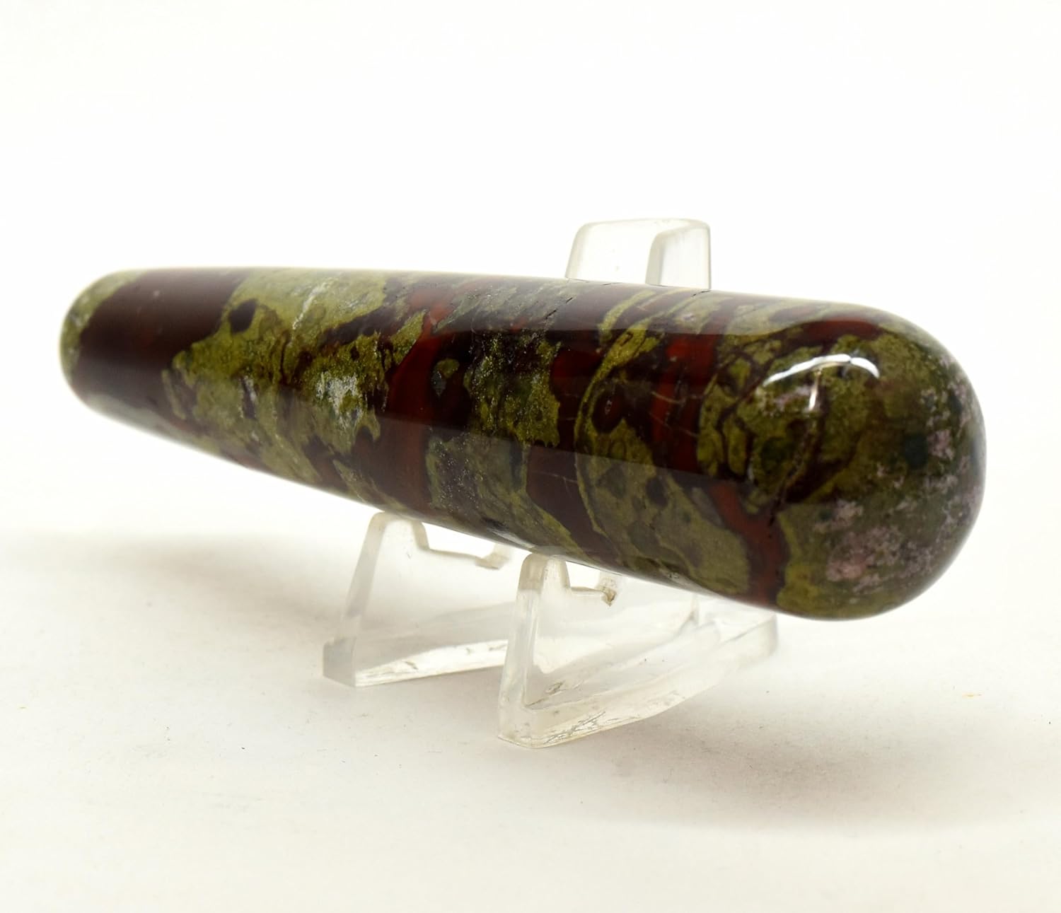 4.3" 105g Dragon Bloodstone Massage Wand Natural Heliotrope Mineral Polished Crystal Blood Jasper Gemstone - Australia