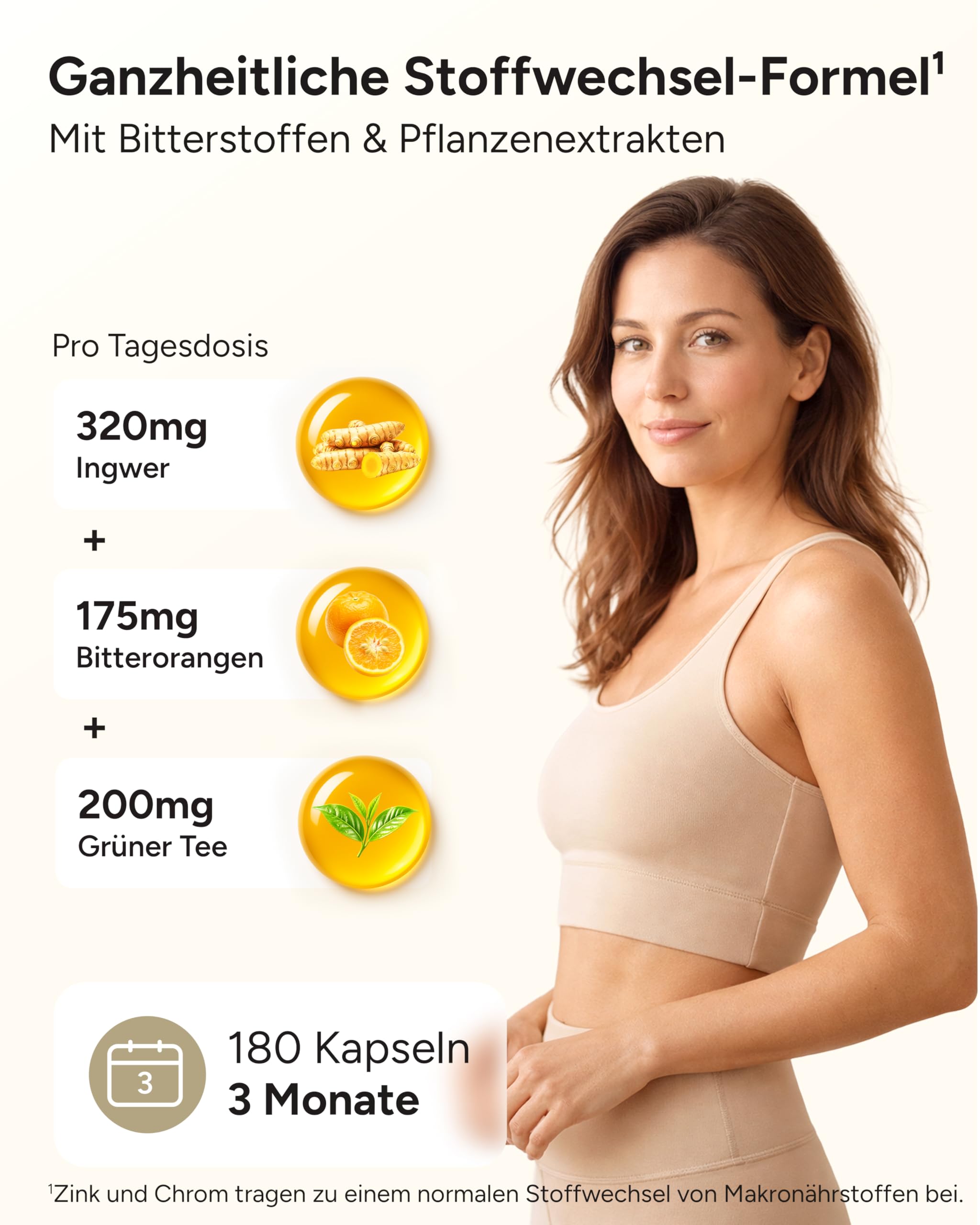 19-fach Stoffwechsel Komplex - 180 Stoffwechsel Kapseln mit Bitterstoffen wie Ingwer Grüner Tee Artischocken-Extrakt & Mariendistel-Extrakt - 3 Monatsvorrat