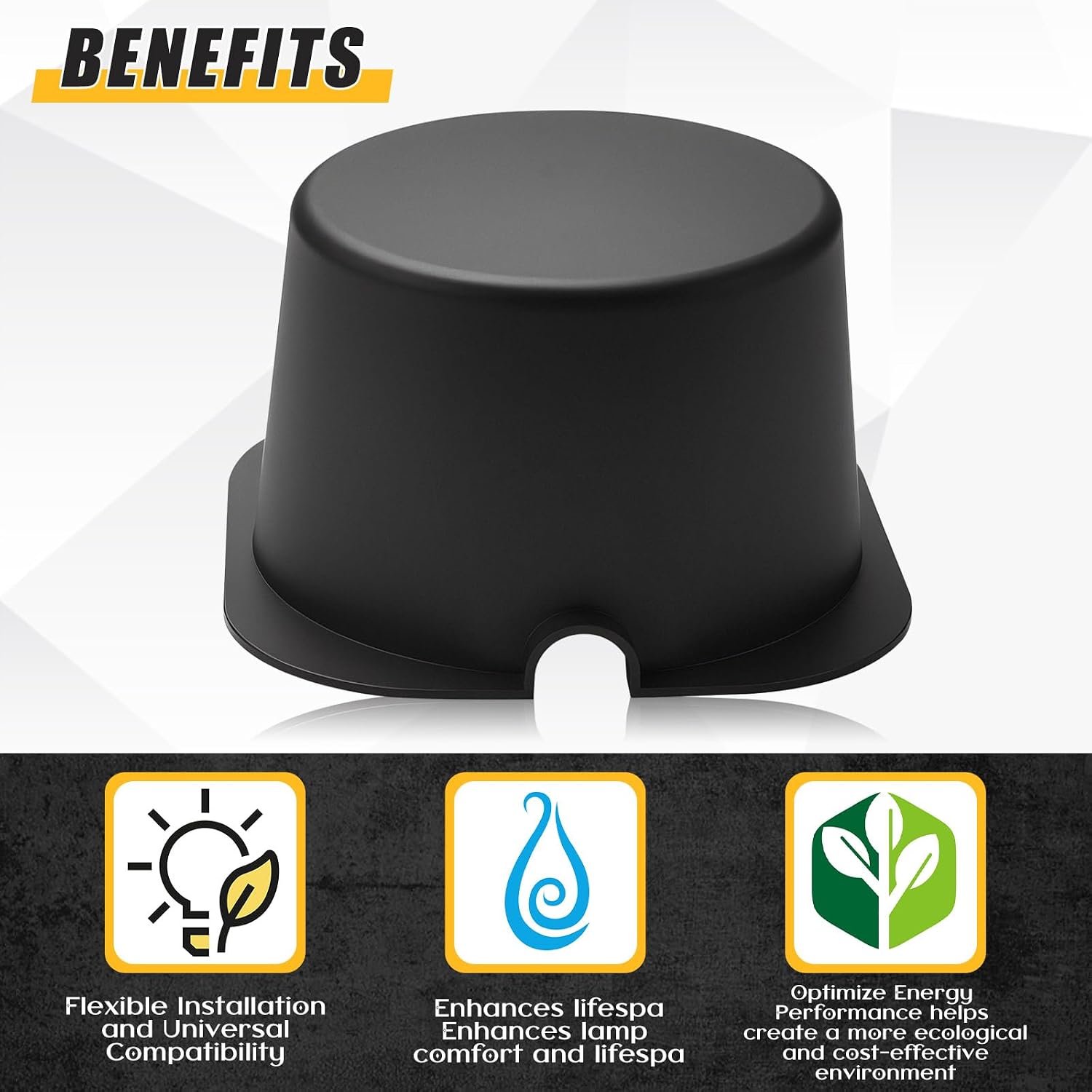 Tuanse 15 Pack Recessed Light Cover for Attic Insulation, Fire Resistant Can Covers for 4 Inch Lighting Fixtures, 5.3 x 5.3 x 3.35 Inch, Reduce Heat Loss & Air Leakage, Easy Install (Black)