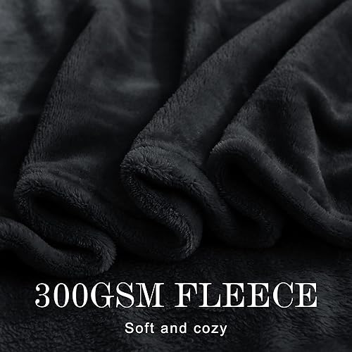 Miniatura 2 de NICETOWN Manta de forro polar negro de 50 x 60 pulgadas, mantas de franela de microfibra súper suave y ligera para viajes, campamento, manta mullida