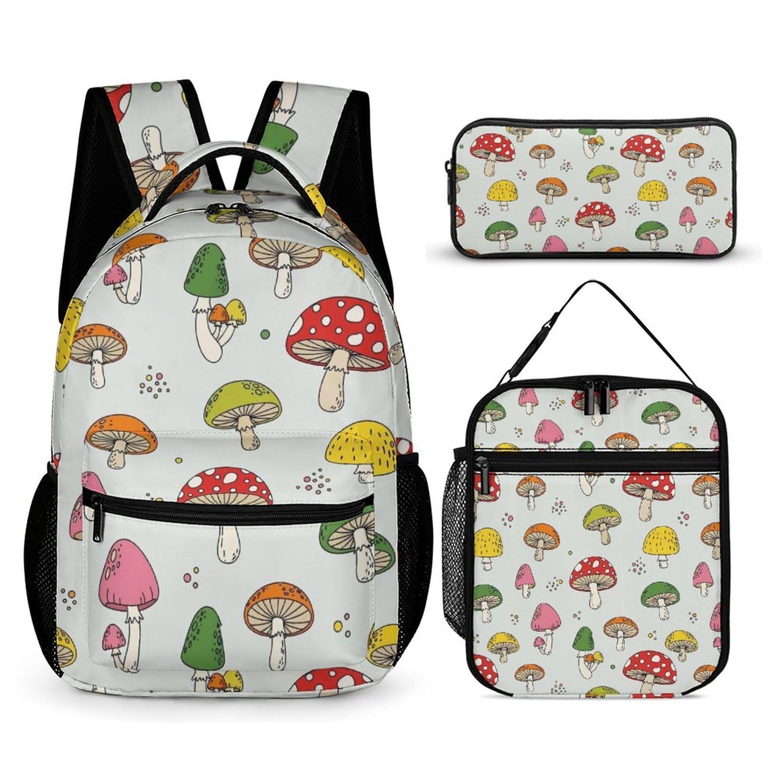 Ensemble sac à dos Mushroom Butt (2) avec sac à lunch et trousse de maquillage, boîte de rangement à bandoulière