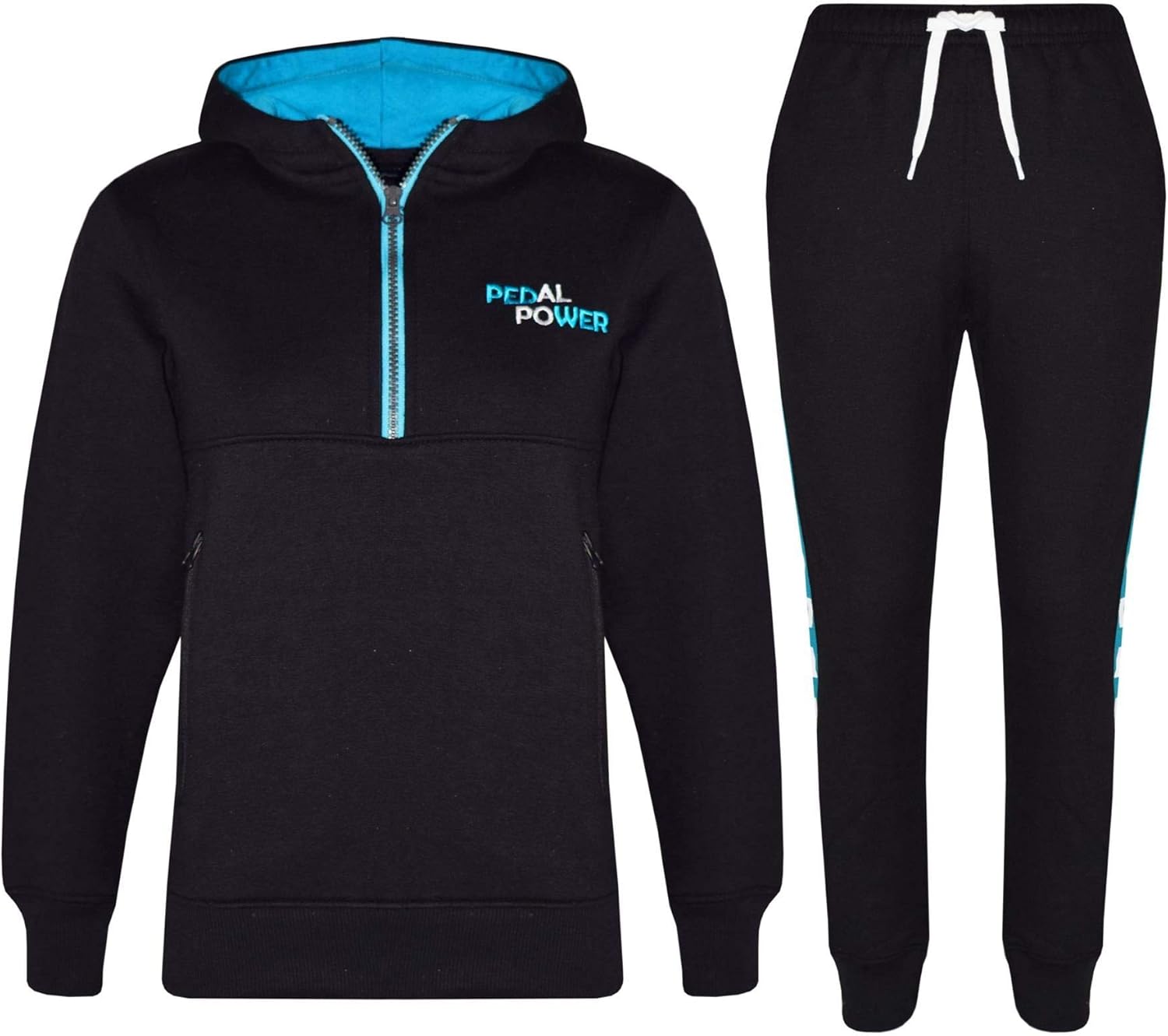 Kids Boys Girls Tracksuit Pedal Power Zipped Hooded Top Bottom Jogging Suit 5-13
