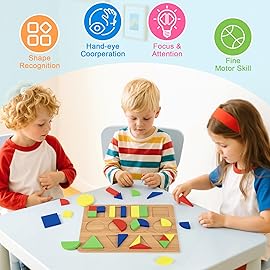Alphabet Puzzle Wooden Puzzles for Toddlers 3 4 5 Year Old, ABC Shape Learning Toddler Toys with Puzzle Board & Letter Blocks, Preschool Educational for Girls Boys, Puzzle Geometric