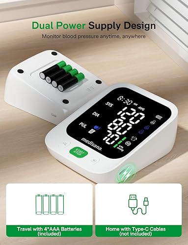 Miniatura 13 de Medisana Monitor inalámbrico de presión arterial de brazo, monitores de presión arterial inteligentes Bluetooth para uso doméstico con seguimiento