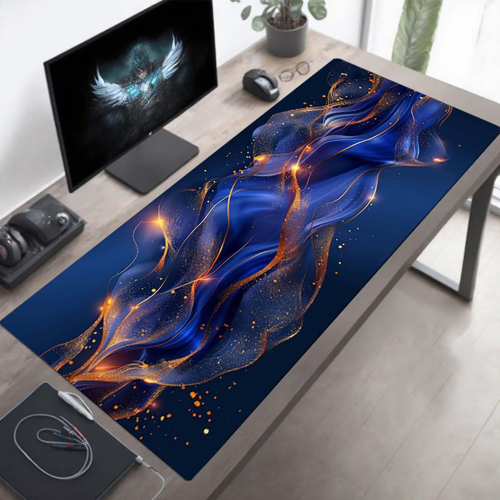 Amazon.co.jp: マウスパッド 青 マウスパッド 大型 800×400×3mm 抽象的