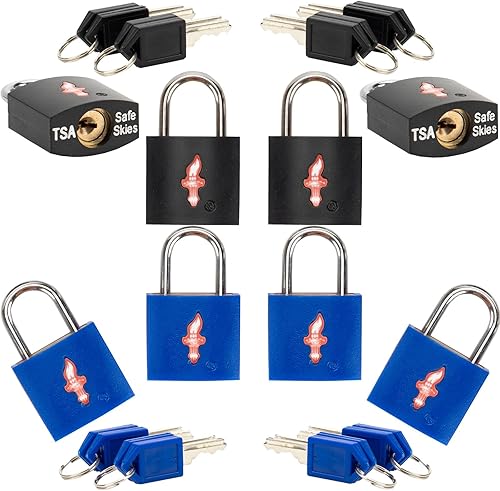 Miniatura 6 de Paquete de 8 candados de equipaje TSA de 1112 pulgadas de ancho para equipaje, maletas y fundas de armas, cerradura de seguridad de latón macizo