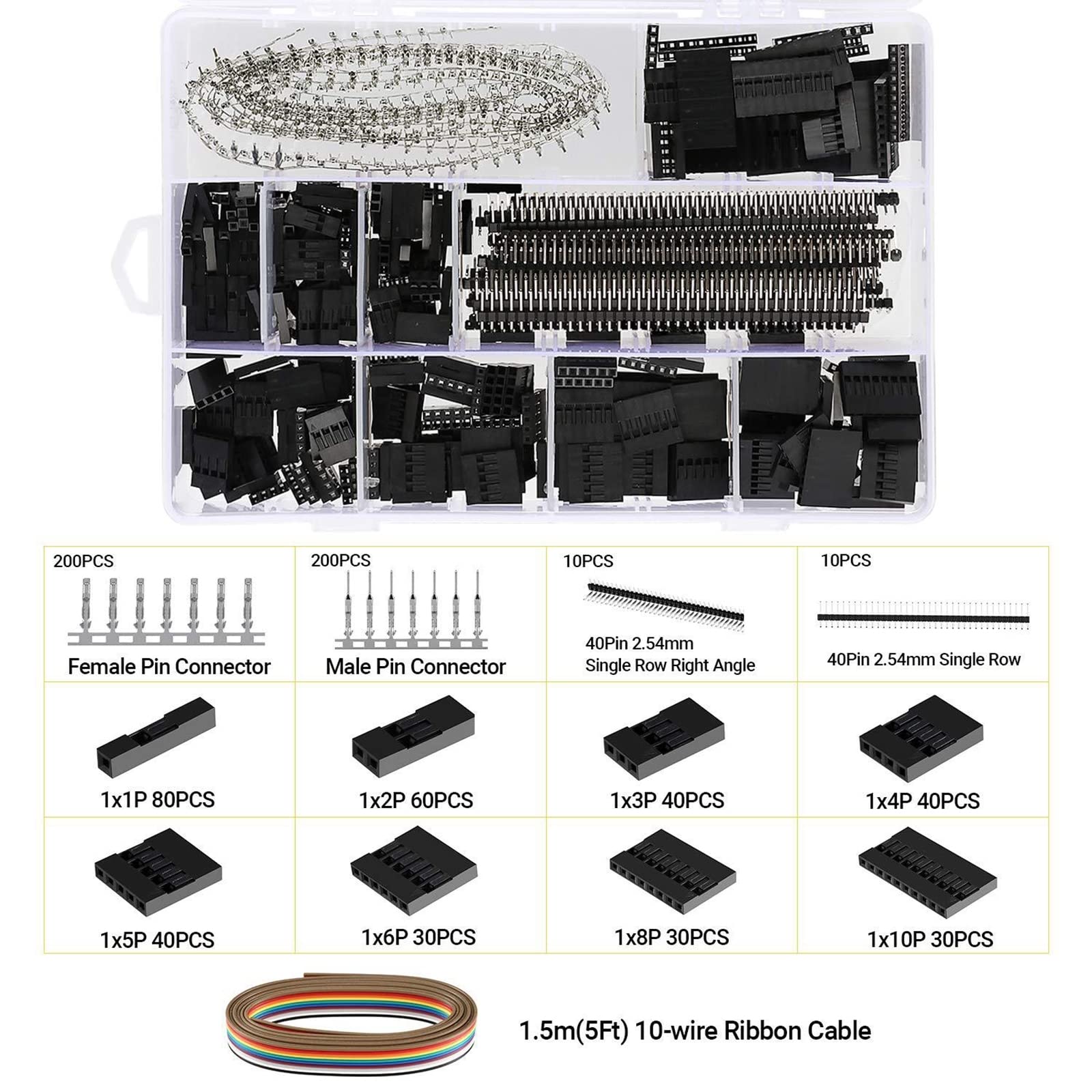 Kit de herramienta de crimpado de terminales de cable, kit de crimpado de terminales de trinquete aislado de 0.08-0.5mm² 02BMcon conectores de terminales,Blackwhite+crimping pliers
