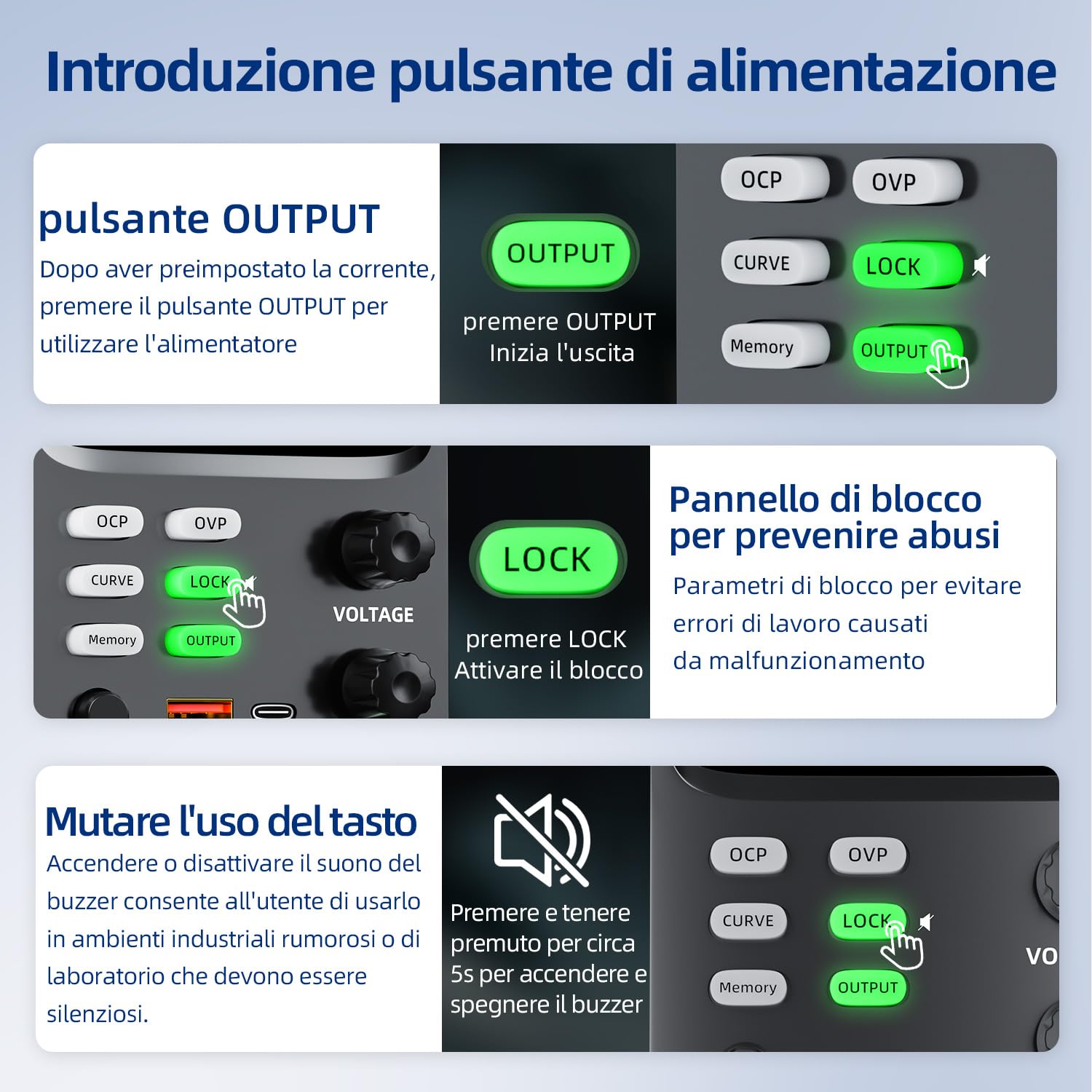 Alimentatore da Laboratorio Alimentatore da Banco 30V 10A Alimentazione DC Regolabile con Curva Grafica, Blocco di Alimentazione con Display LCD a 5 bit Display Corrente mA di Precisione