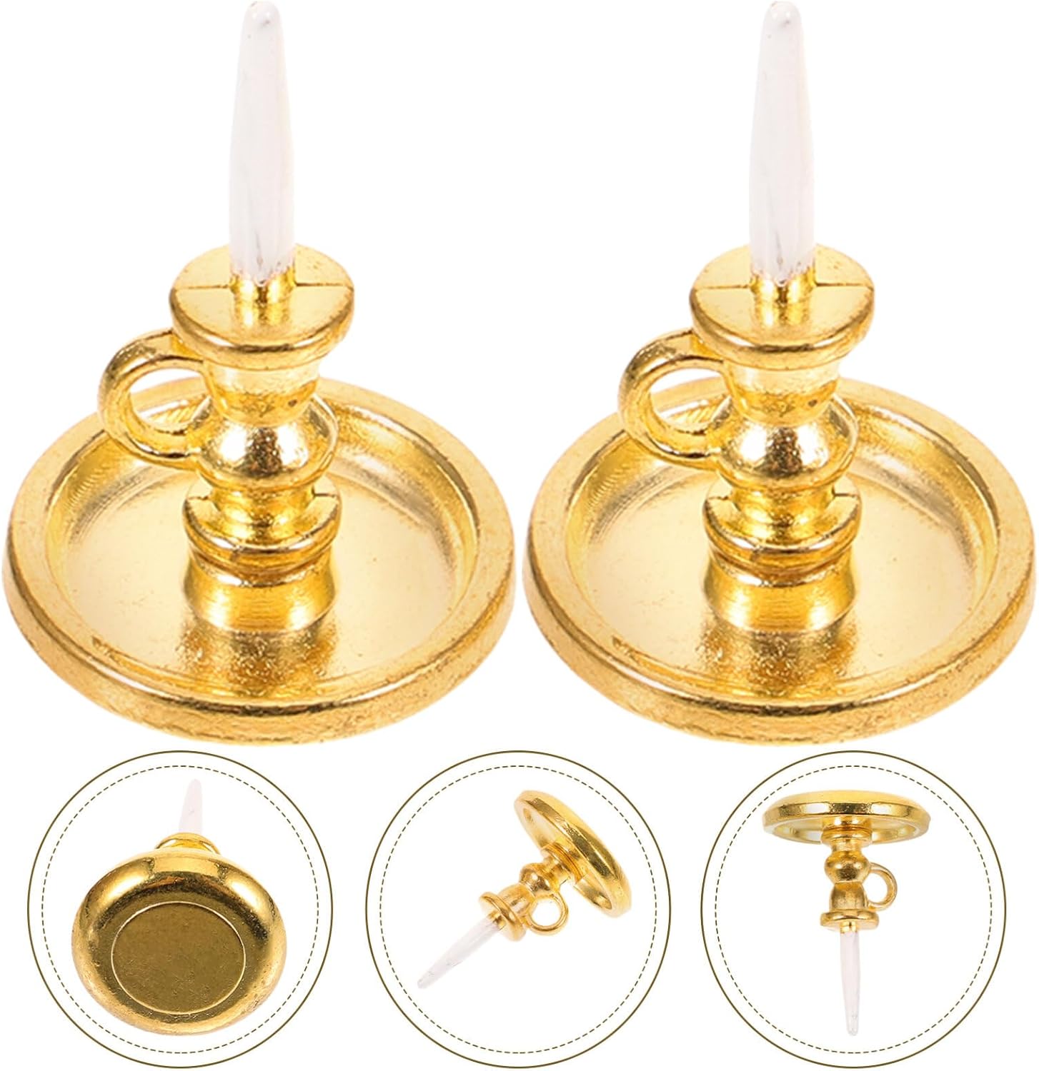 Toyvian Doll House Candlestick 2PCS Miniature Candle Holders (1:12) Tiny House Candlesticks Mini House Candle Holder Decorations Dollhouse Miniature Accessories
