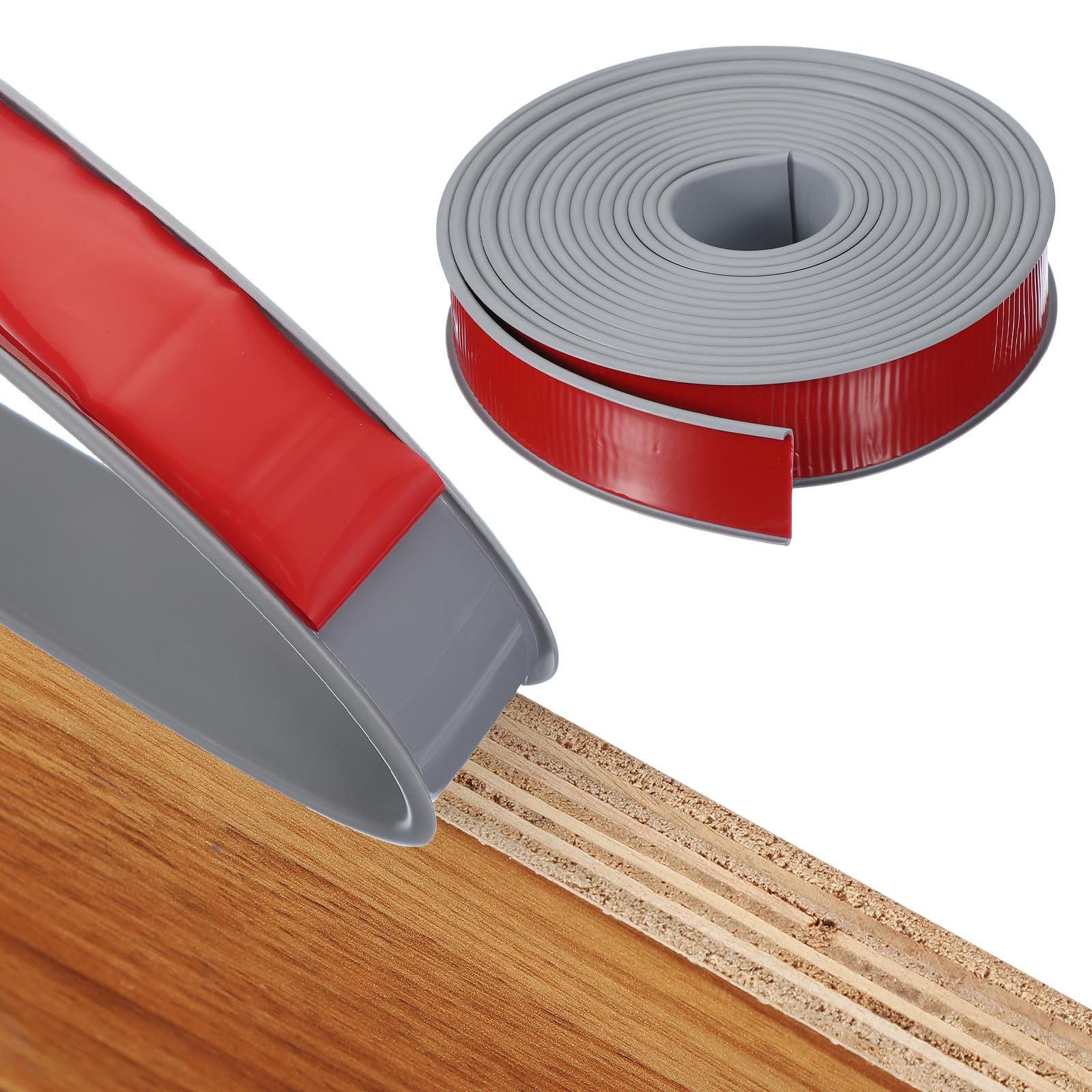 QUARKZMAN Kantenumleimer Selbstklebend, 40mm x 6m Flexibles Kantenschutz Selbstklebend U-Förmig TPE Kantenband für Schrankkanten, Abschlussleiste, Arbeitsplatten, Grau