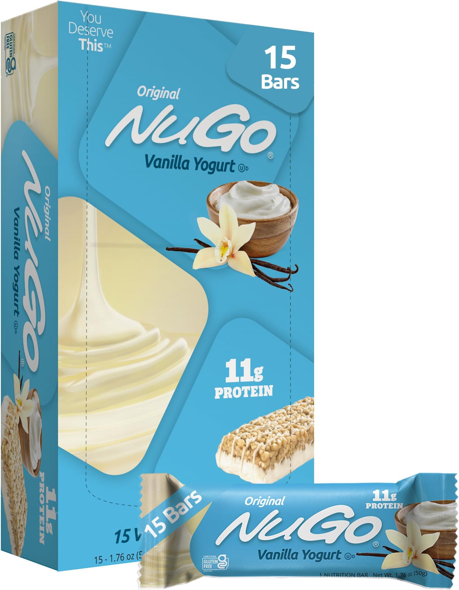 Protein Bar, Vanilla Yogurt, 11g Protein, Gluten Free, 15 Count