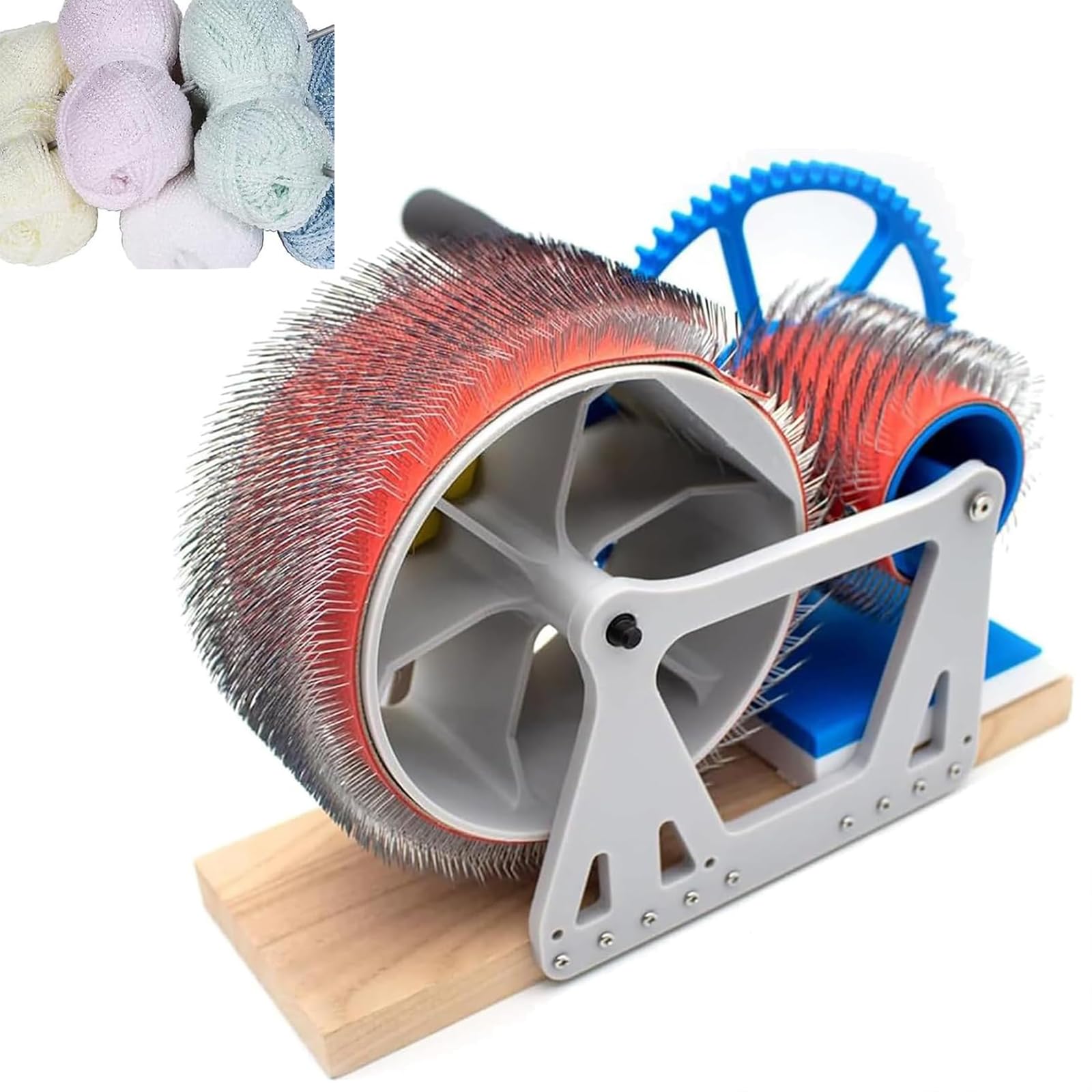 Jybnbbe As Shown Manual Wool Felt Drum Carder, Wool Carding Machine With Hand Crank, Fast Color Mixing, Combing, Spinning For Diy Wool Felt And Handicrafts