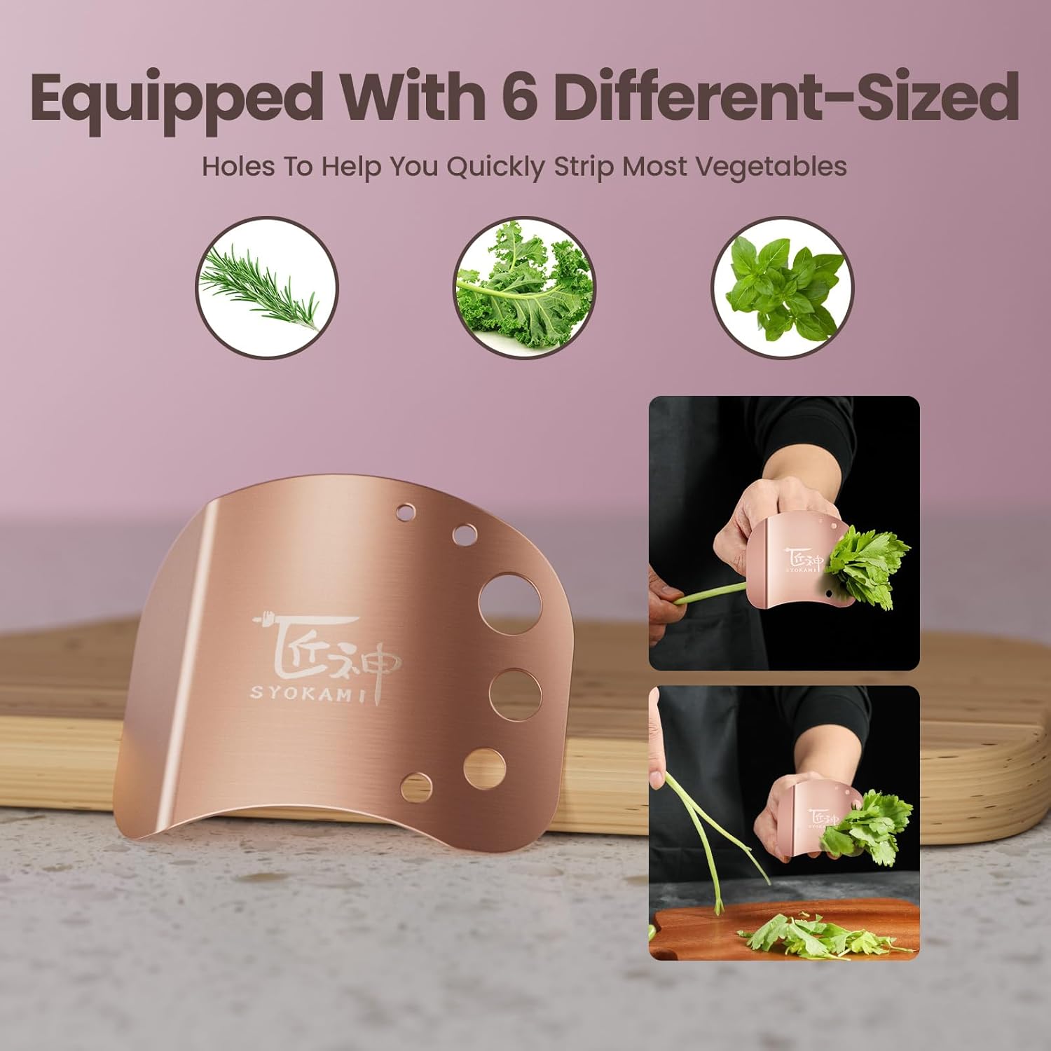 SYOKAMI Stainless Steel Finger guards for cutting food, Finger Protectors for Slicing as Gift for Couple, Women or Mom with Gift Box Rose Gold