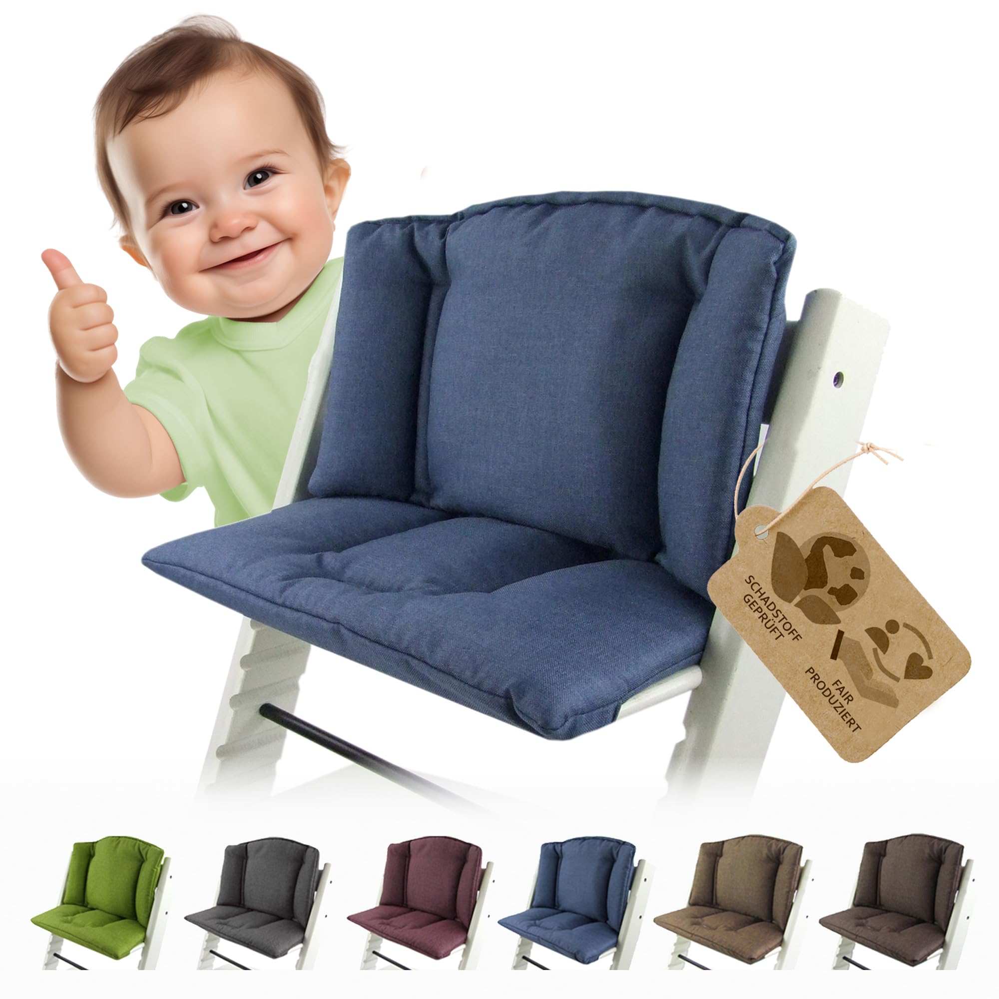 Sitzkissen Ersatzbezug Bezug Kissen-Set Sitzverkleinerer kompatibel mit Stokke Tripp Trapp für Hochstuhl-Kinderstuhl Mod. 1 (meliert blau)