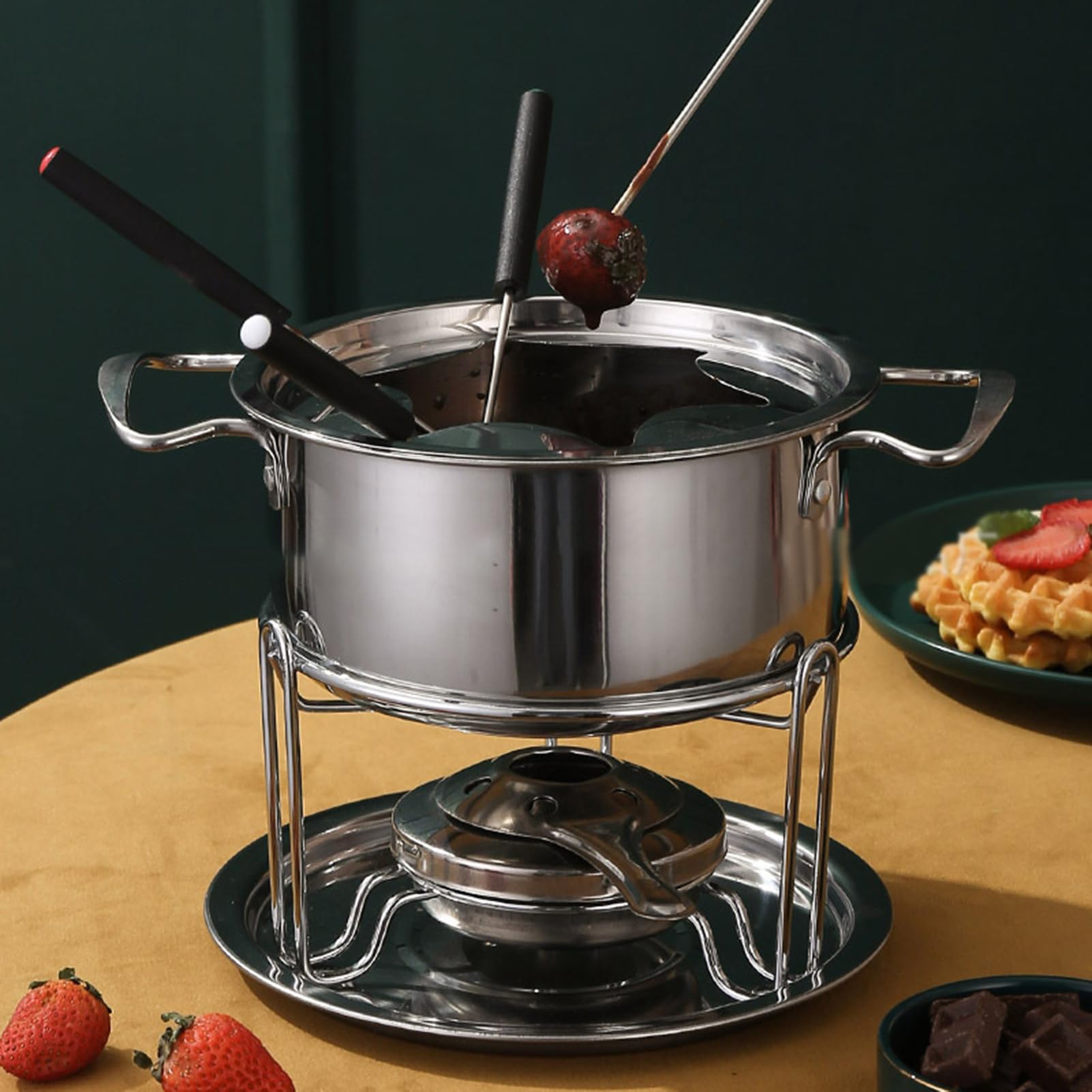 Service À Fondue En Fonte Pour 6 Personnes Service À Fondue Avec Brûleur Et Fourchettes Ensemble Multifonctionnel À Fondue De Fondue Au Chocolat Et Au Fromage À La Crème Glacée En Acier Au Carbone