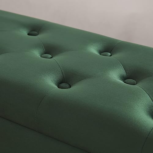 Miniatura 19 de Banco de almacenamiento moderno para la entrada, banco otomano tapizado de piel sintética para el pie de la cama con patas de metal, 40 pulgadas,