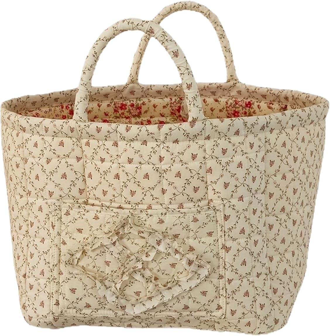 Fabric Storage Basket Foldable Quilted Floral Tote