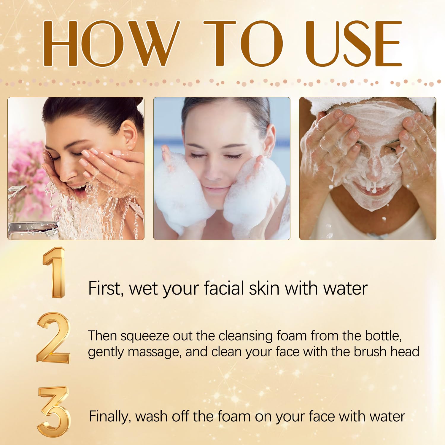 Juego de tres piezas de lavado y cuidado de cúrcuma, limpiador facial Tuemeric y barra de jabón de cúrcuma y almohadillas de cúrcuma, limpiador facial y corporal, juego de cuidado de la piel de 6
