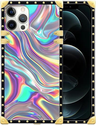 WANKBLC Compatible with iPhone 12 Pro Max Case, Holographic Abstract Iridescent 
